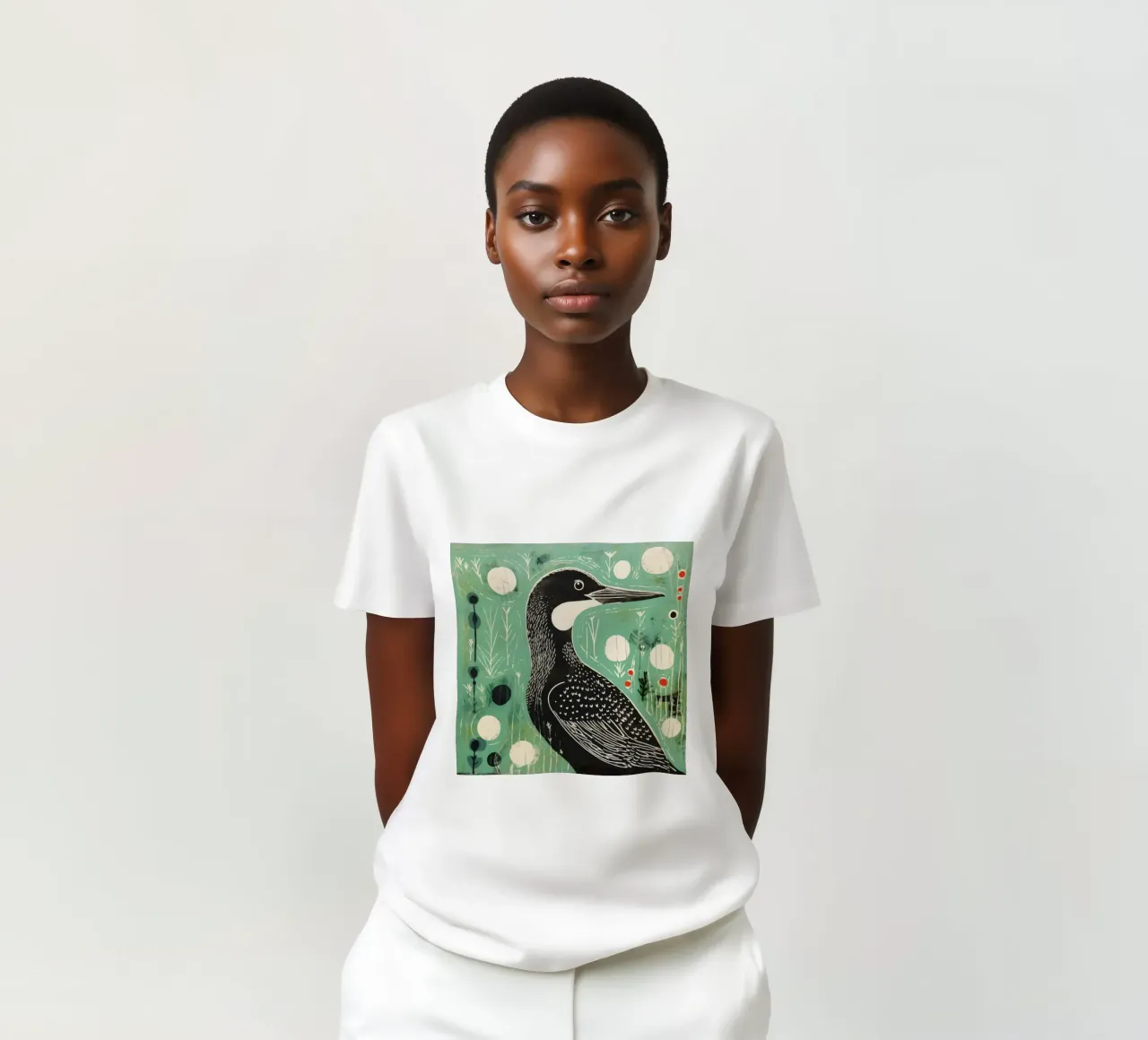 Cormorano verde 1 t-shirt da Minimal Animal Art