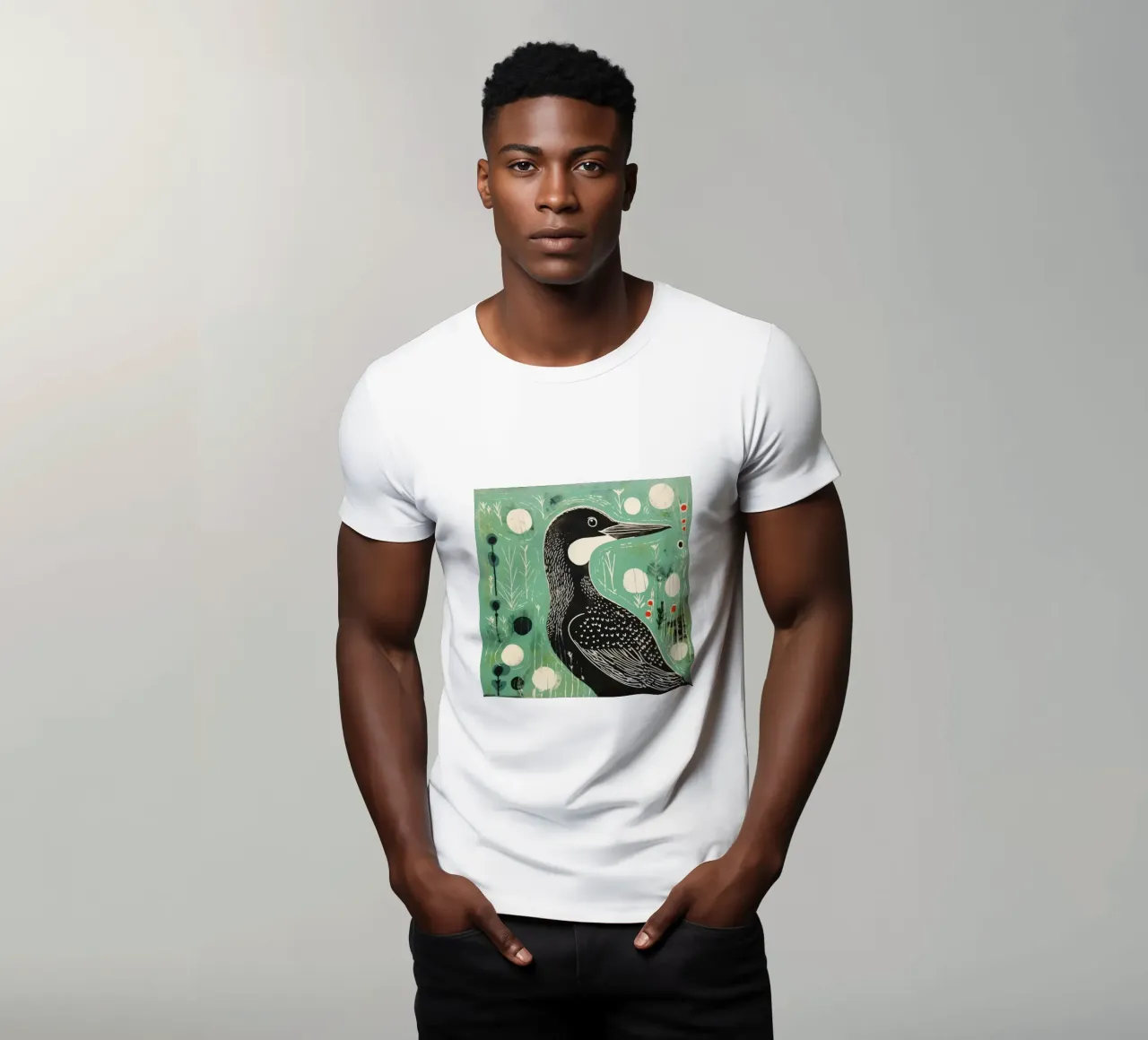 Groene aalscholver t-shirt van Minimal Animal Art