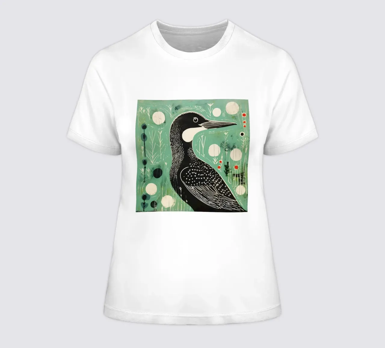 Groene aalscholver 1 dames t-shirt getailleerd van Minimal Animal Art