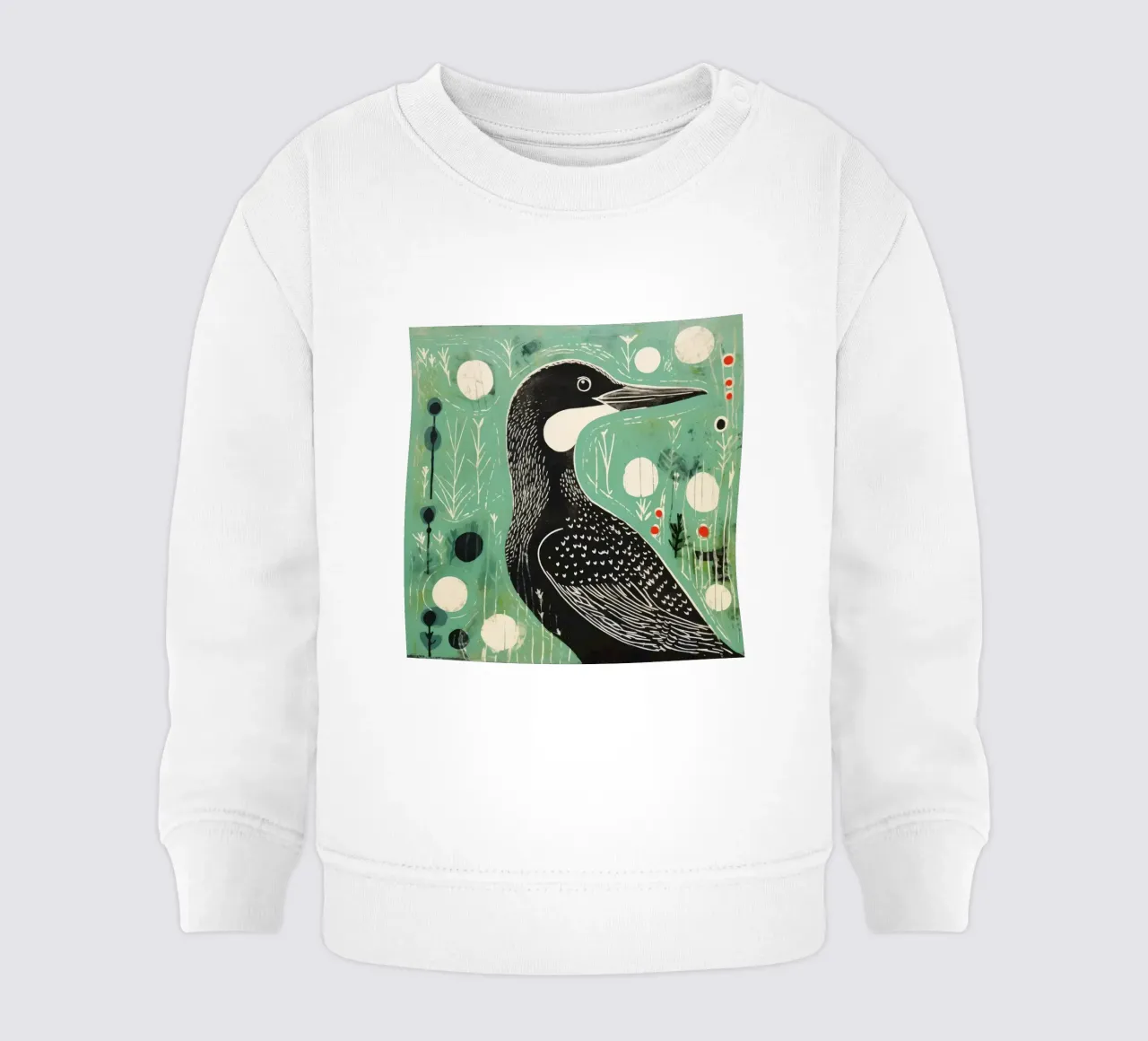 Cormorano verde 1 felpa neonato da Minimal Animal Art