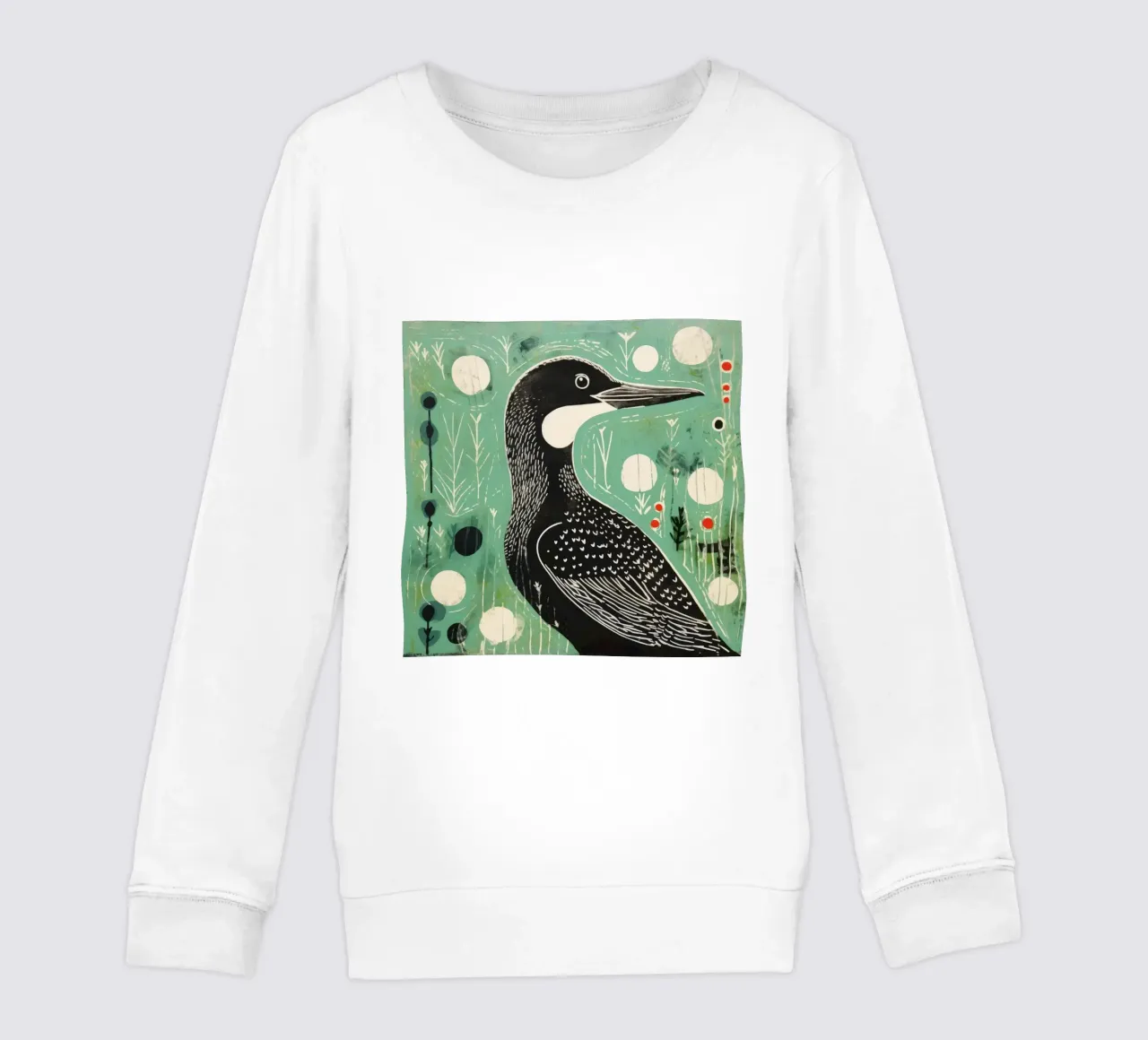 Cormorano verde 1 felpa bambino da Minimal Animal Art