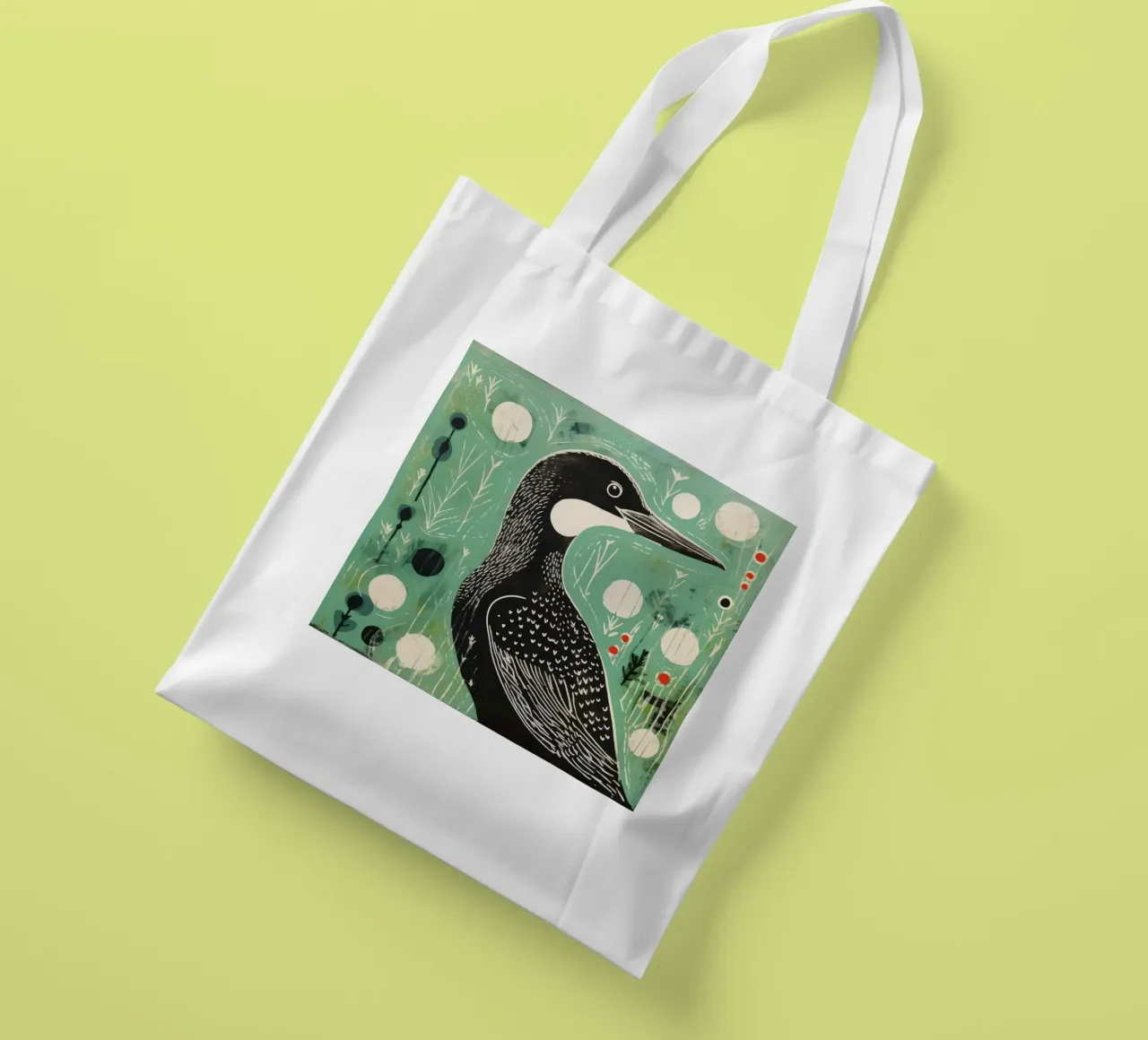 Cormorano verde 1 borsa in juta da Minimal Animal Art