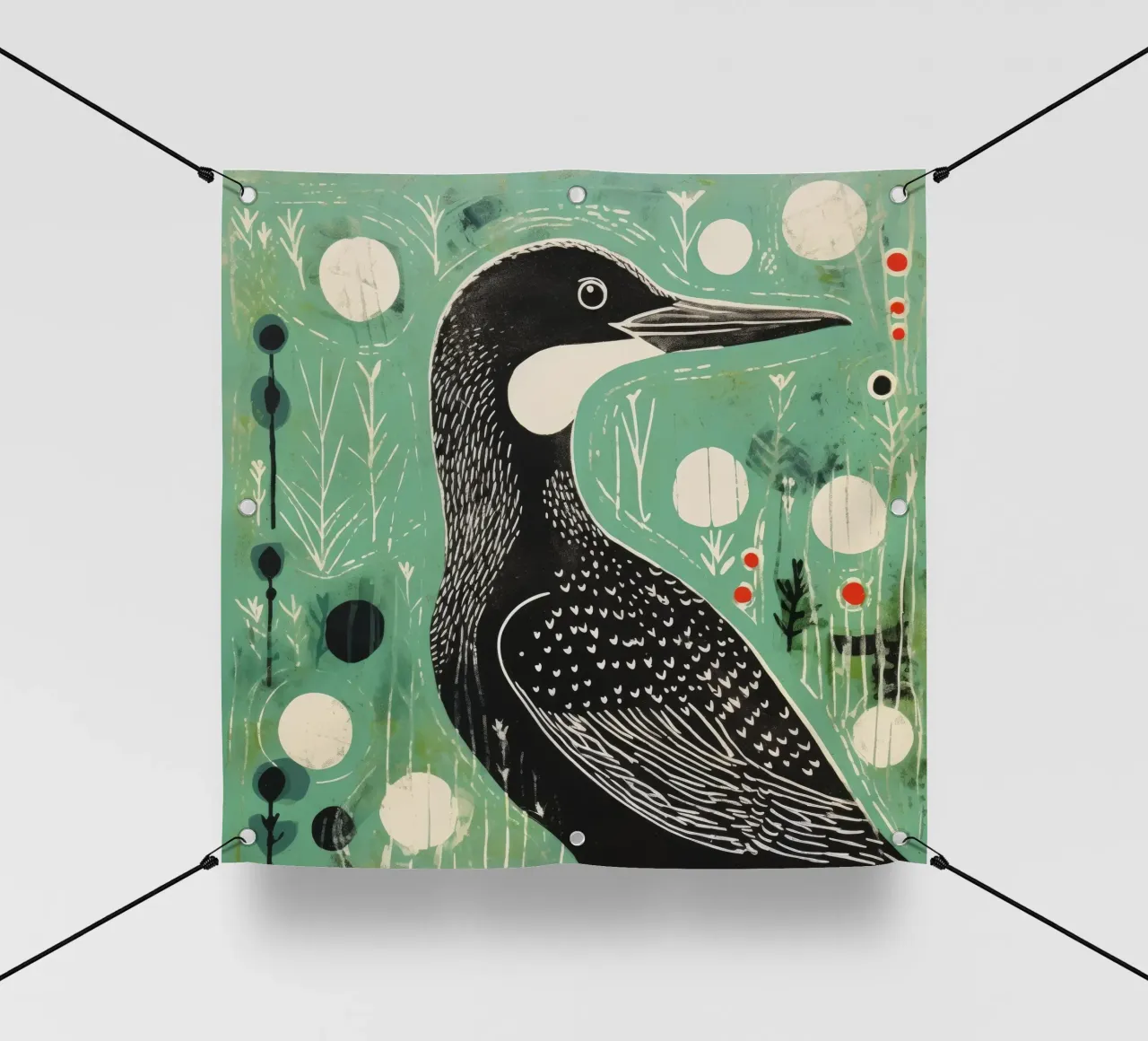 Cormorano verde telo in pvc da Minimal Animal Art