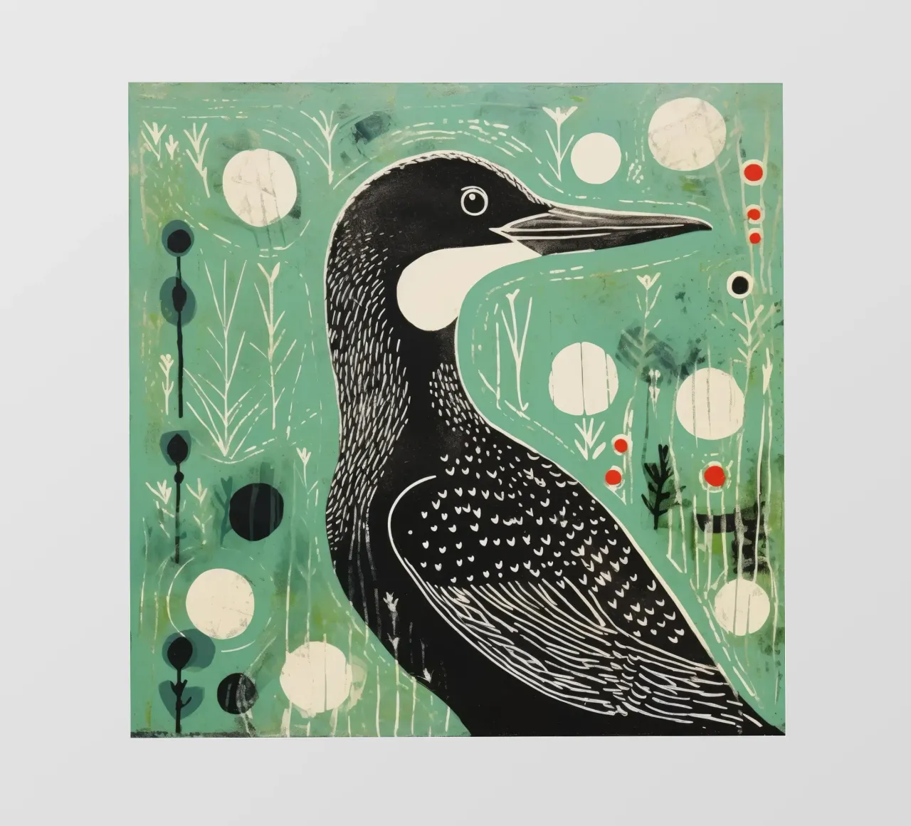 Cormorano verde telo in pvc da Minimal Animal Art