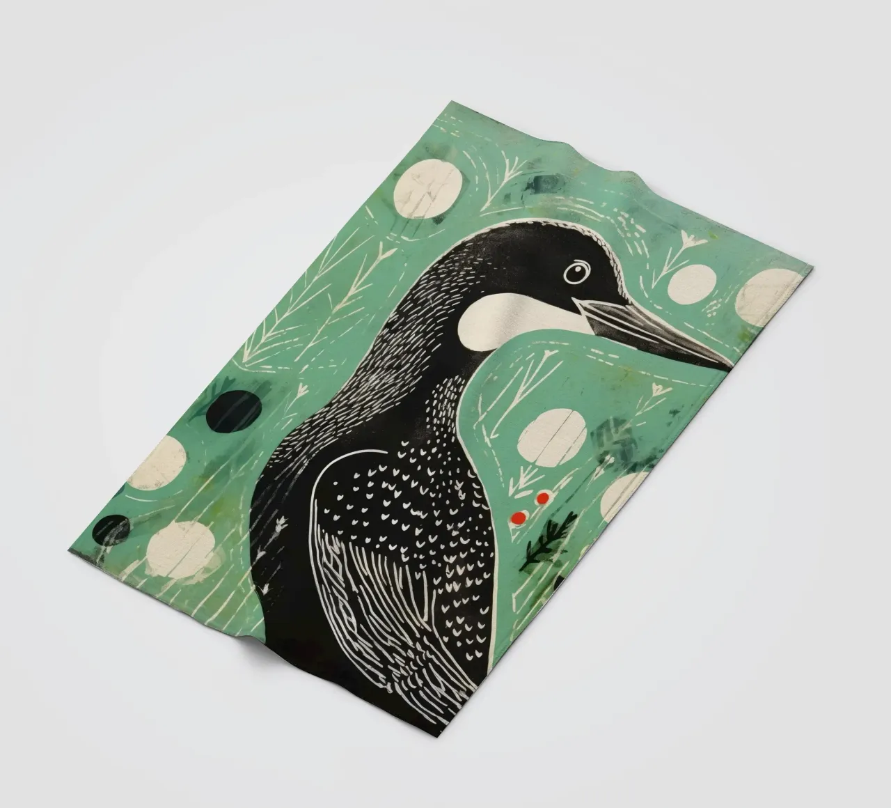 Cormorano verde 1 coperta in pile da Minimal Animal Art