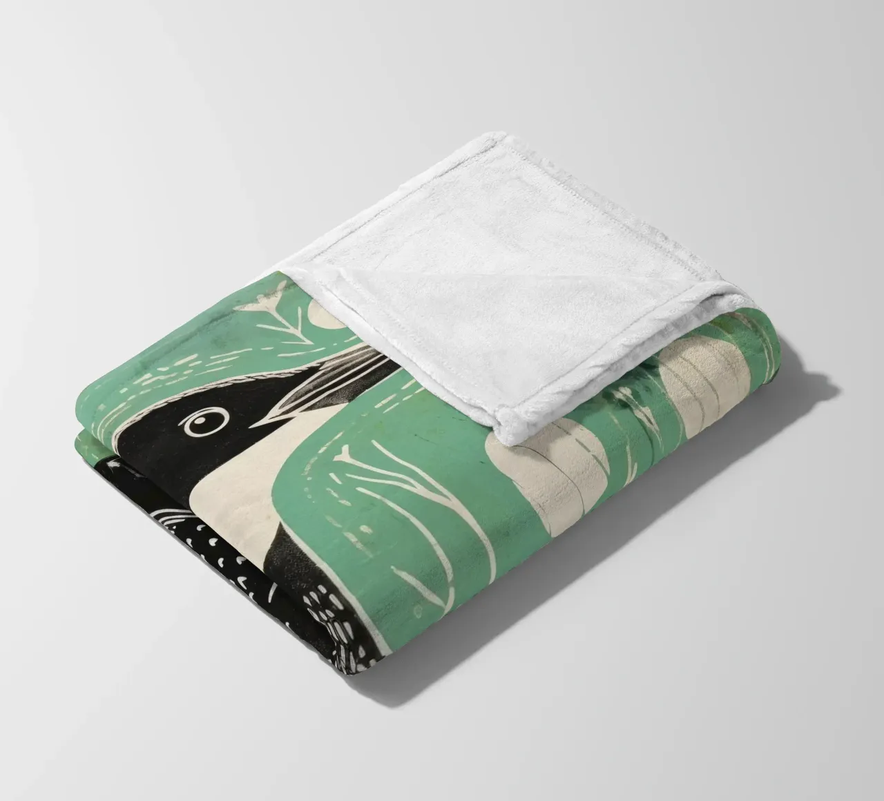 Cormorano verde 1 coperta in pile da Minimal Animal Art