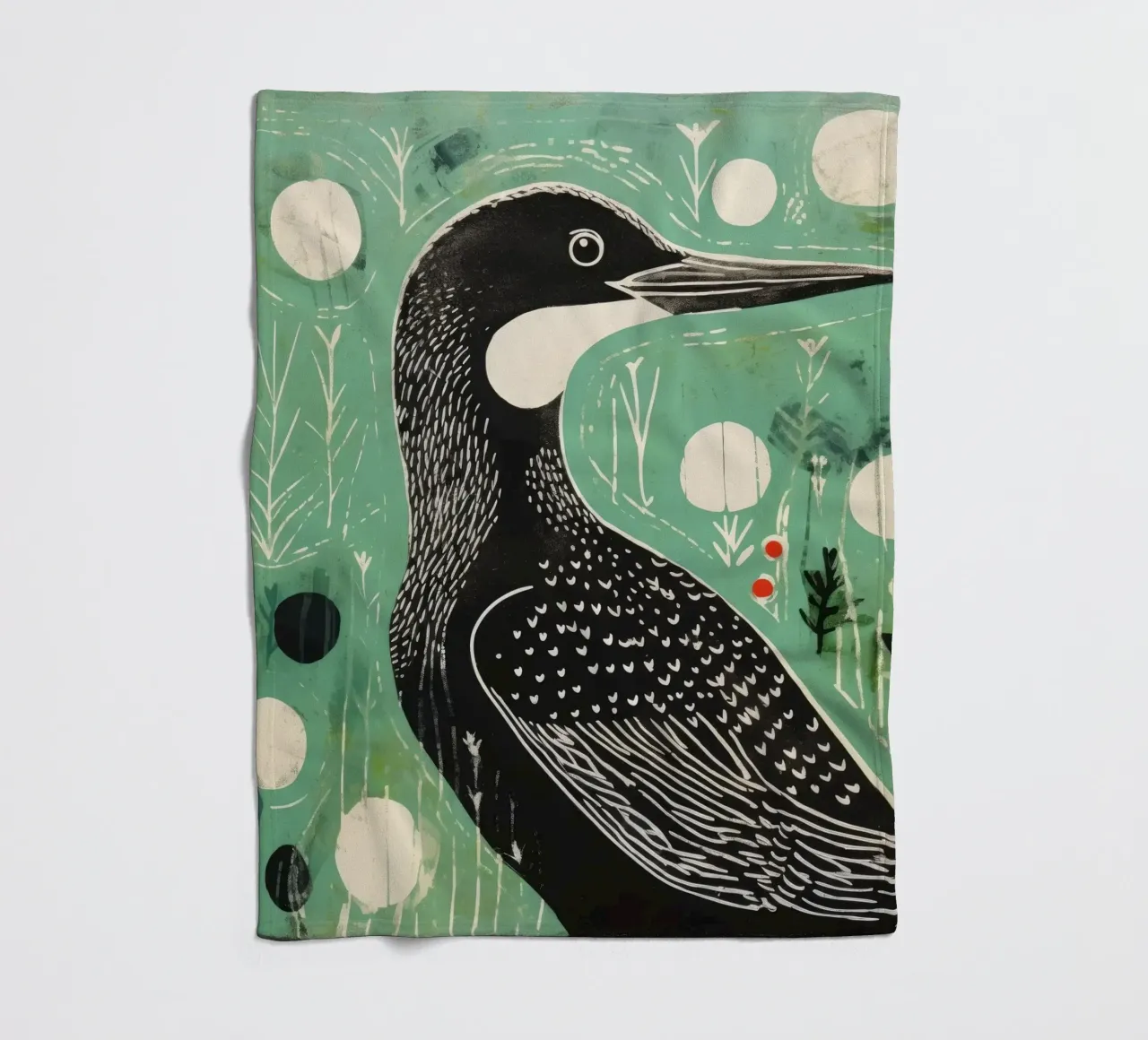Cormorano verde 1 coperta in pile da Minimal Animal Art