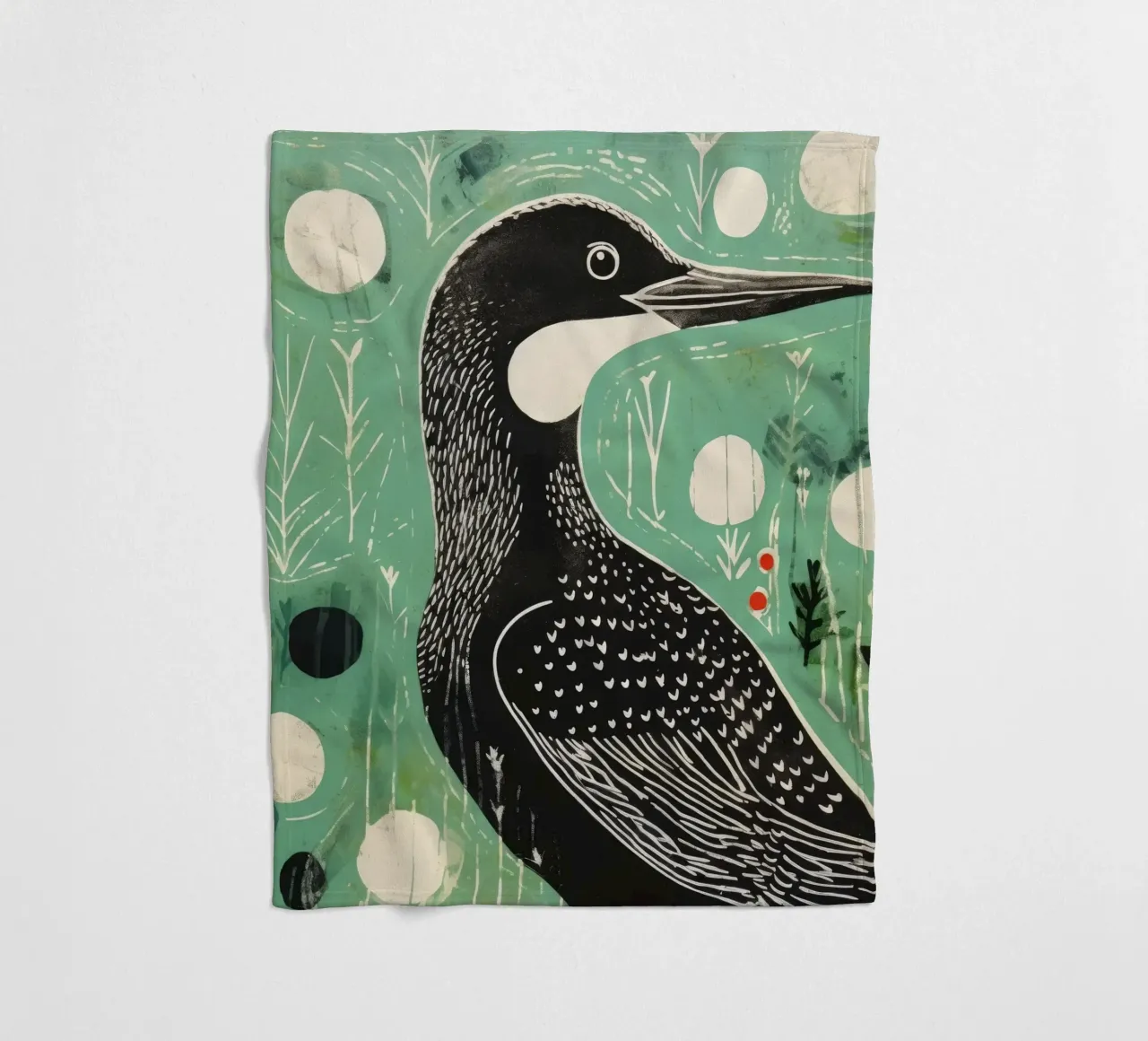 Cormorano verde 1 coperta in pile da Minimal Animal Art