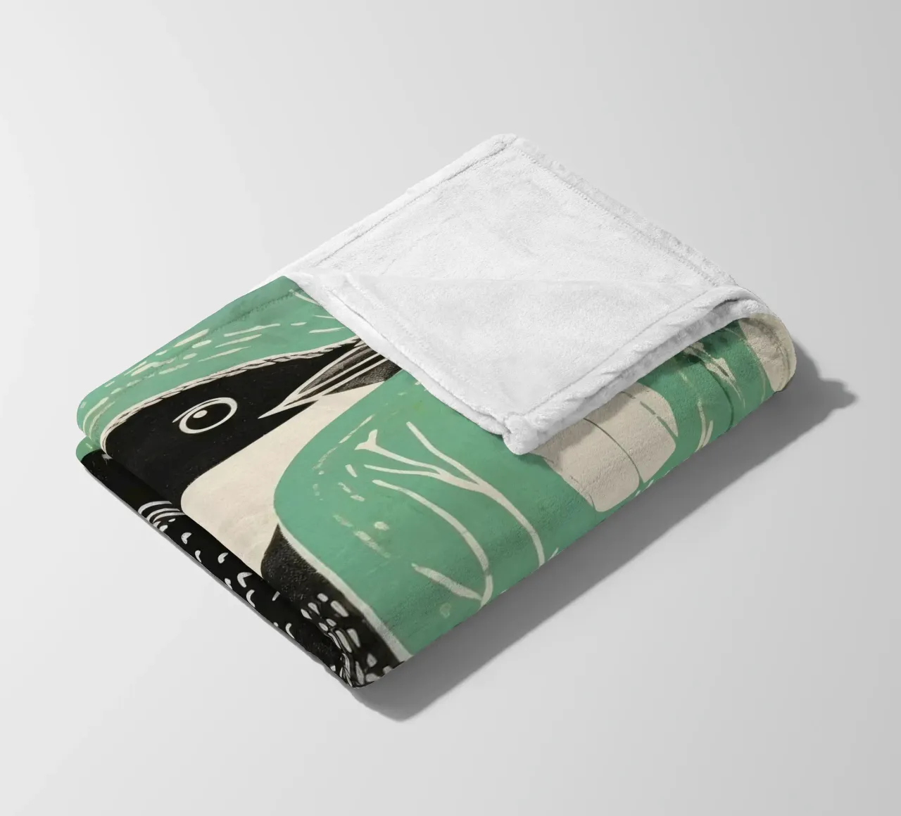 Cormorano verde 1 coperta in pile da Minimal Animal Art
