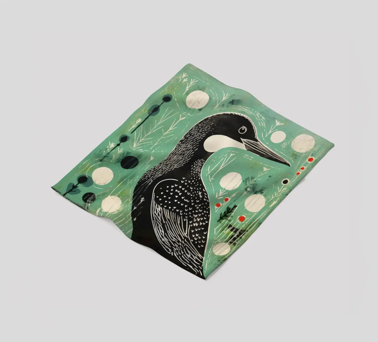 Cormorano verde 1 coperta in pile da Minimal Animal Art