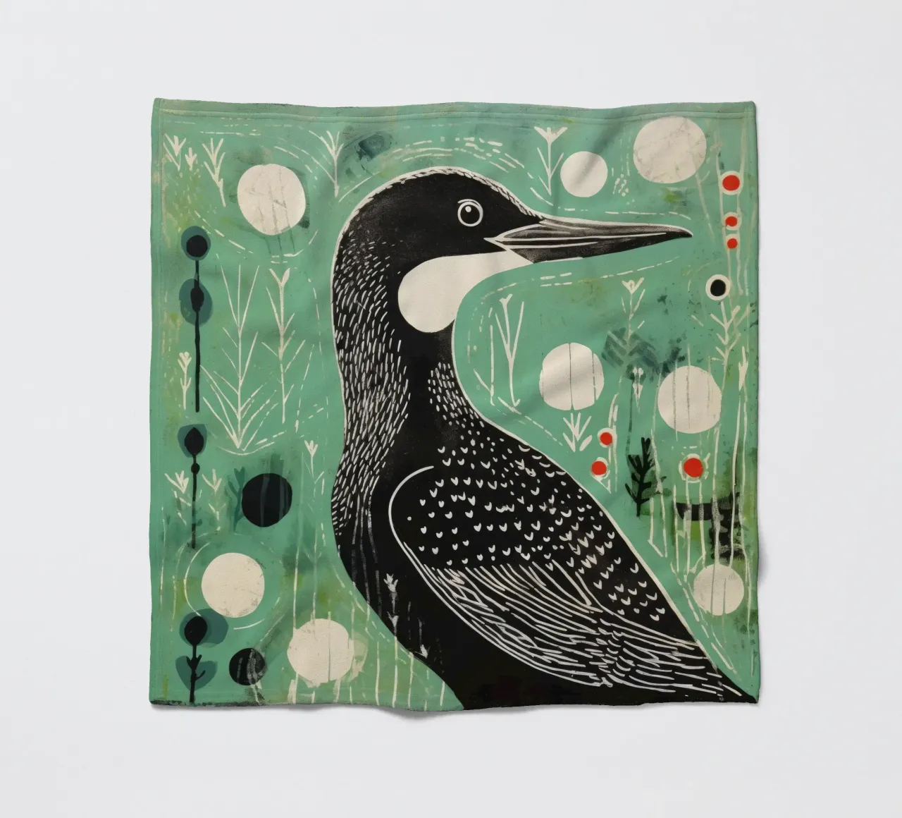 Cormorano verde 1 coperta in pile da Minimal Animal Art
