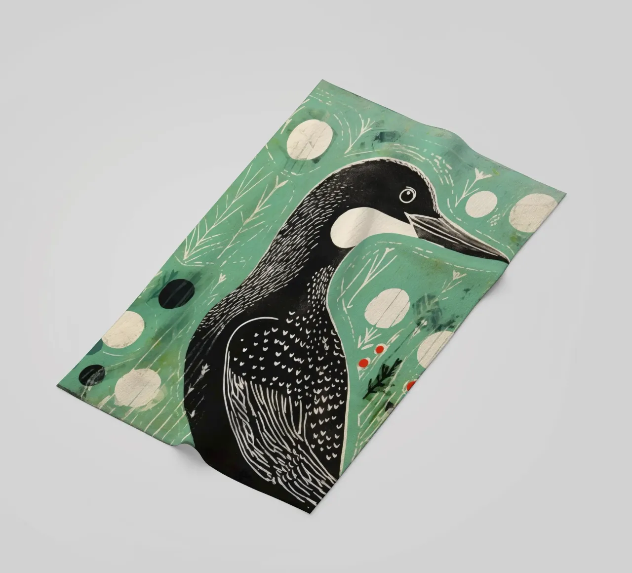 Cormorano verde 1 telo mare da Minimal Animal Art