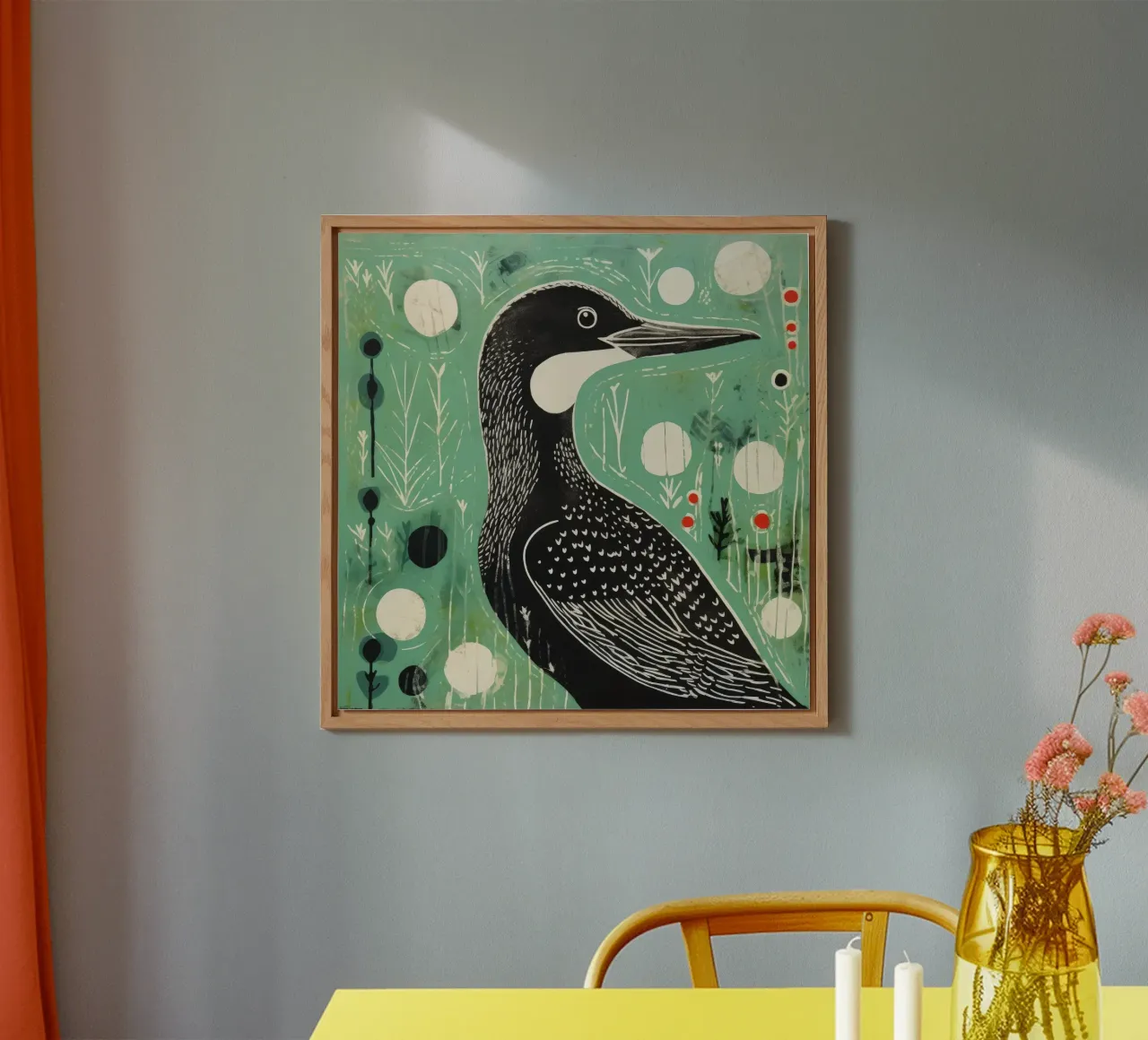 Cormorano verde 1 alluminio dibond da Minimal Animal Art