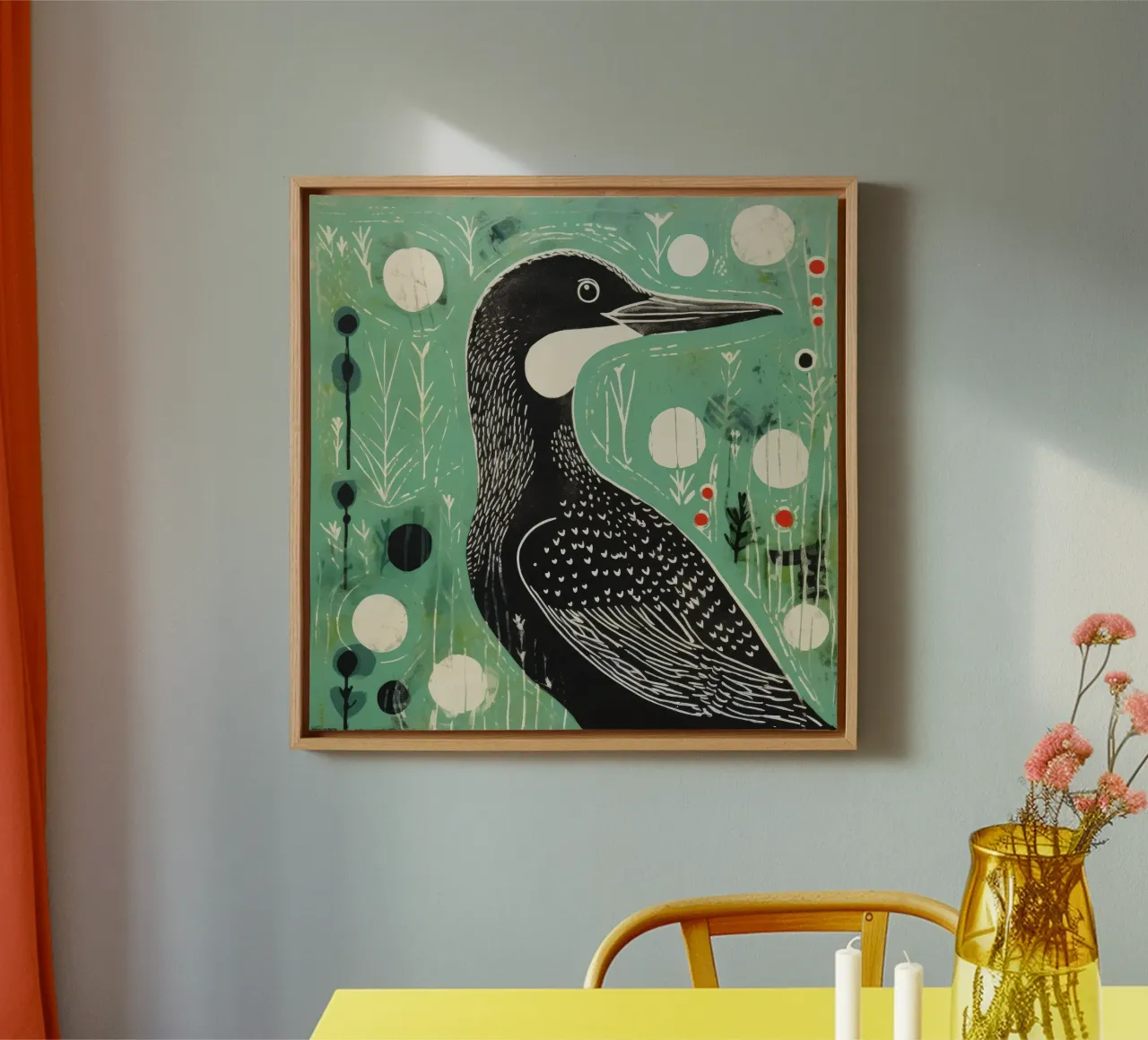 Groene aalscholver canvas van Minimal Animal Art