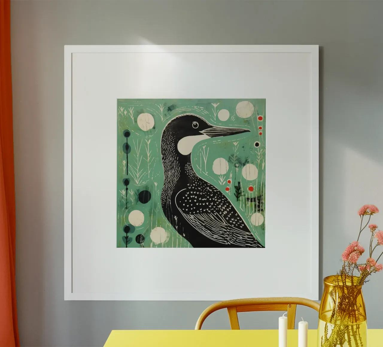 Cormorano verde 1 carta hahnemühle da Minimal Animal Art
