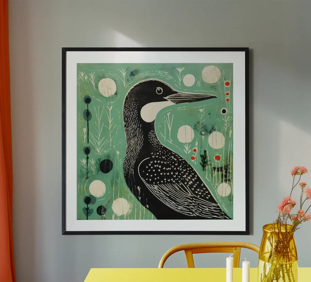 Cormorano verde 1 carta hahnemühle da Minimal Animal Art