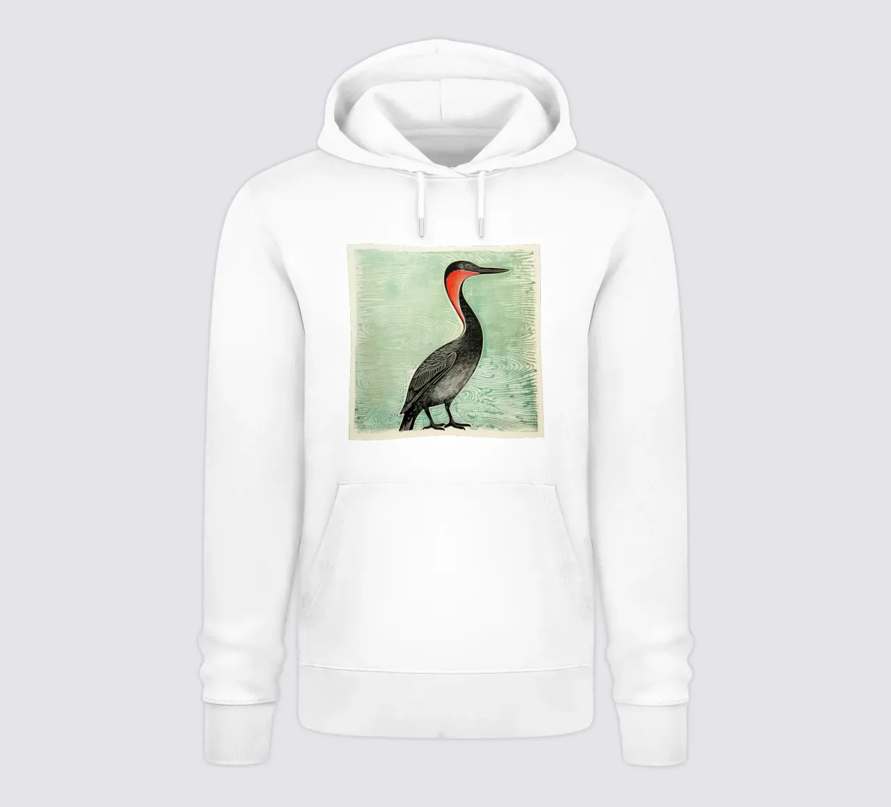 Cormorano verde 2 felpa con cappuccio da Minimal Animal Art