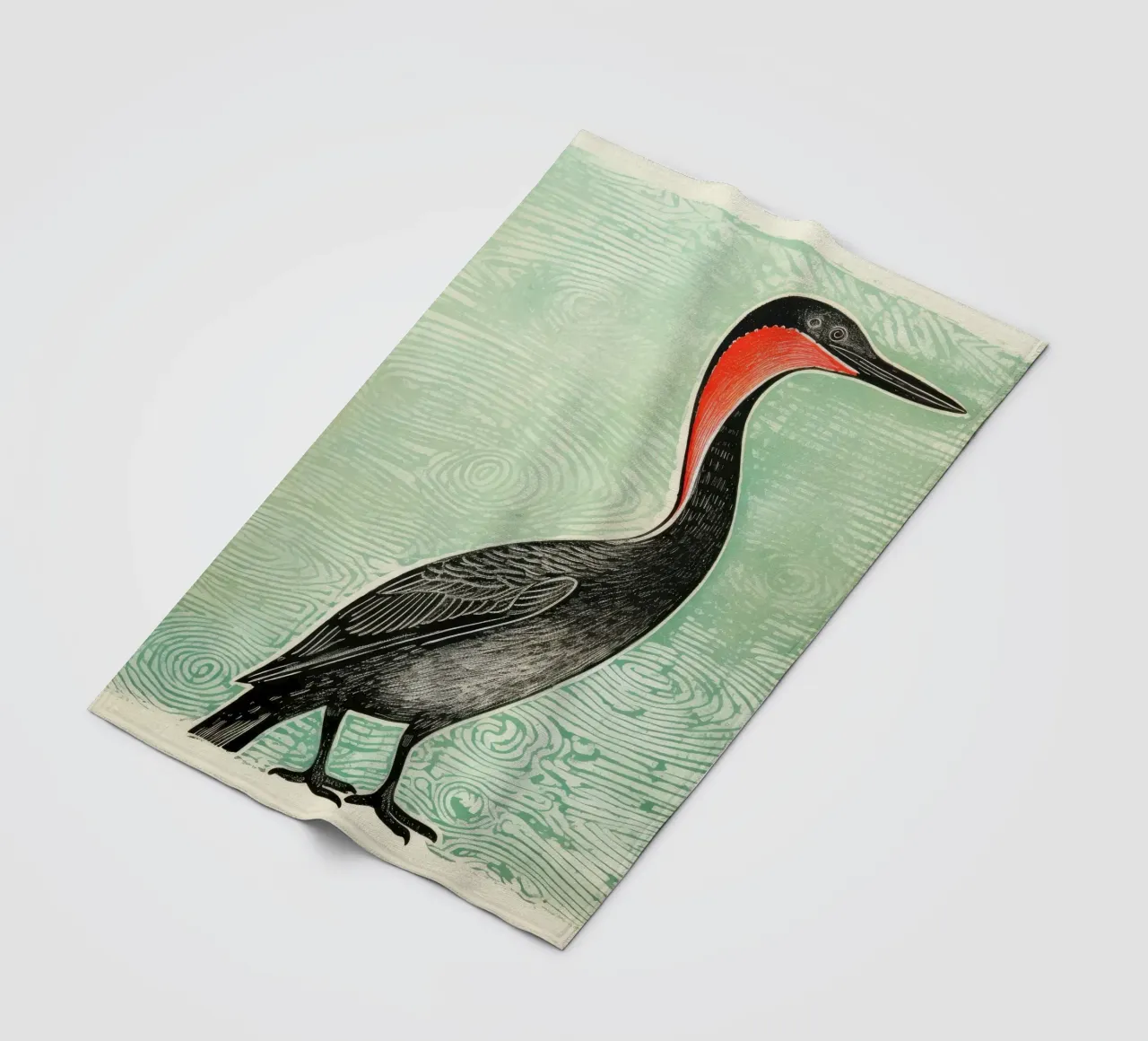 Cormorano verde 2 coperta in pile da Minimal Animal Art