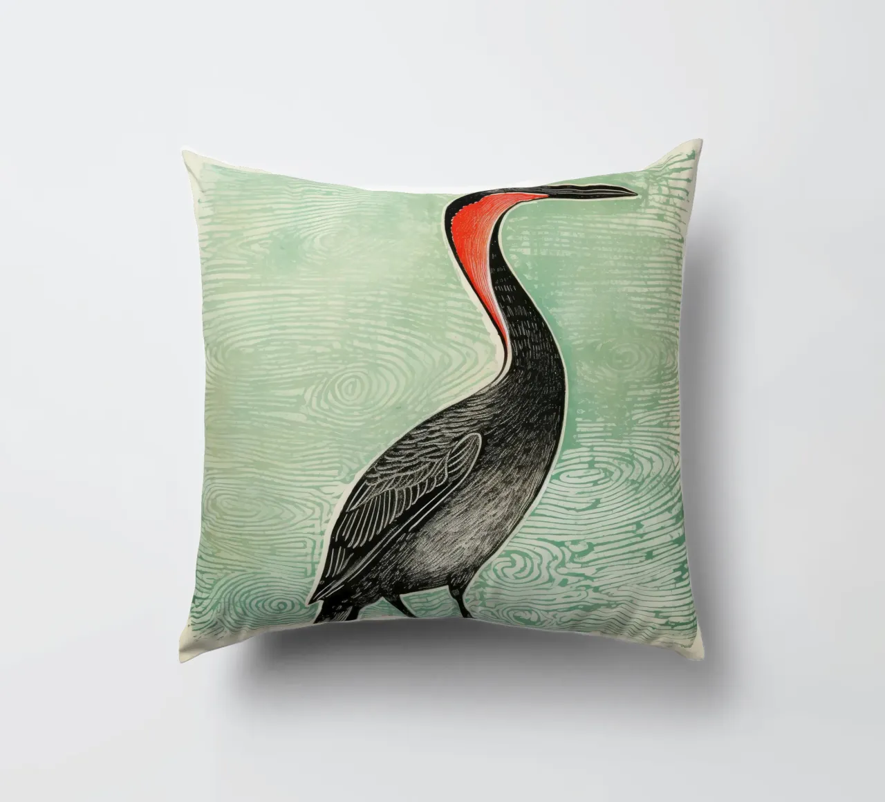 Cormorano verde 2 cuscino da Minimal Animal Art