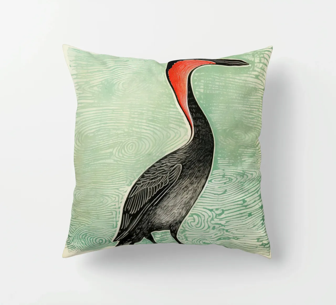 Cormorano verde 2 cuscino da Minimal Animal Art