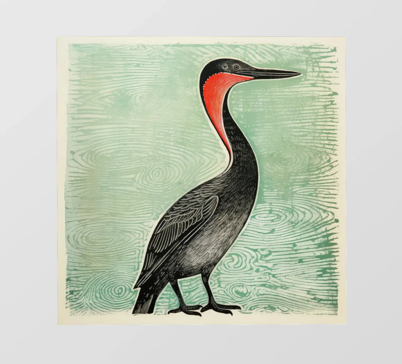 Cormorano verde telo in pvc da Minimal Animal Art