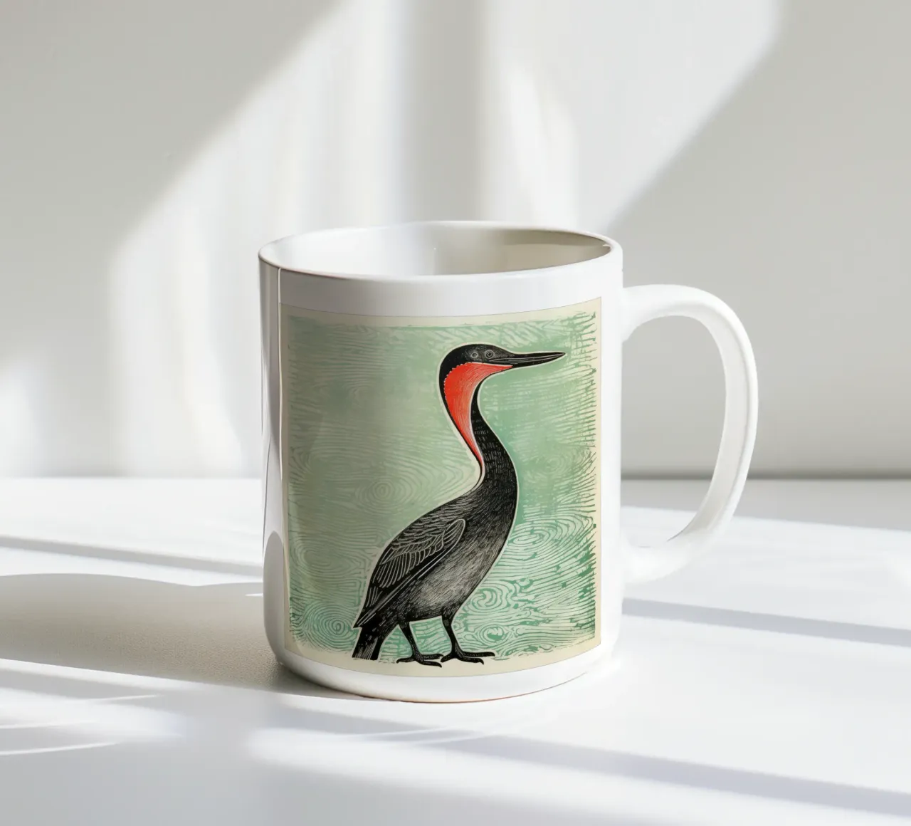 Cormorano verde 2 tazza in ceramica da Minimal Animal Art