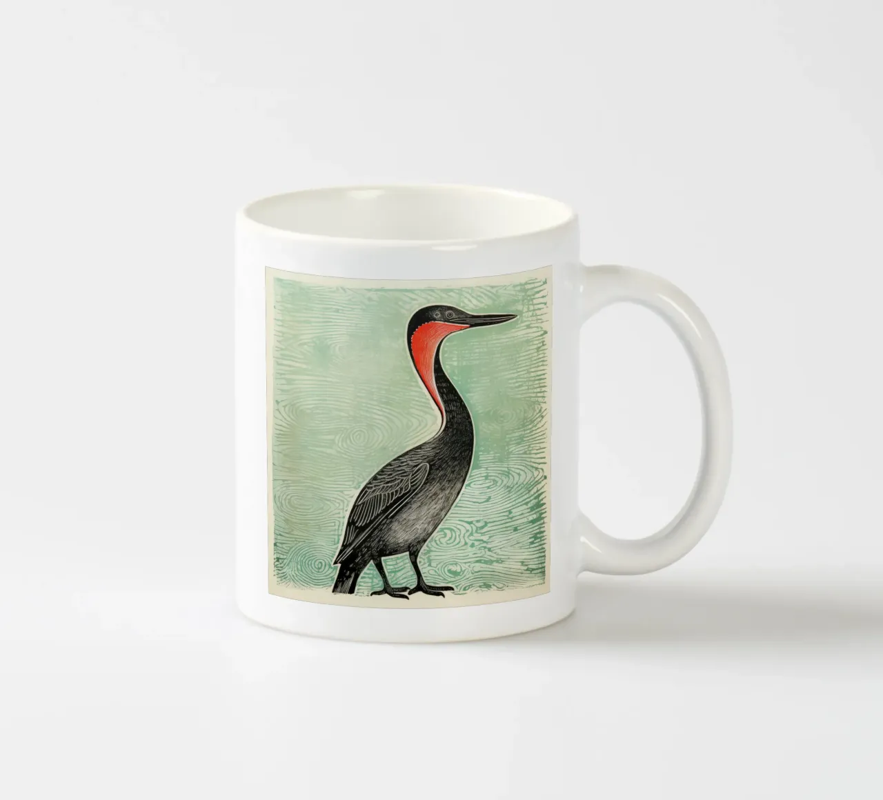 Cormorano verde 2 tazza in ceramica da Minimal Animal Art