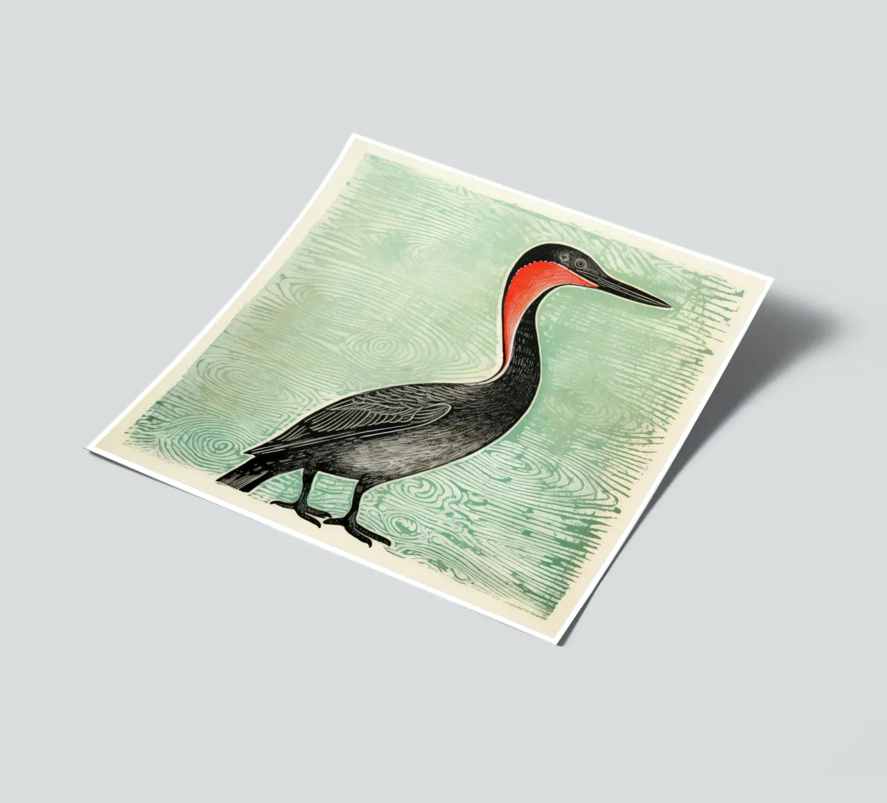 Cormorano verde 2 foglio adesivo da Minimal Animal Art
