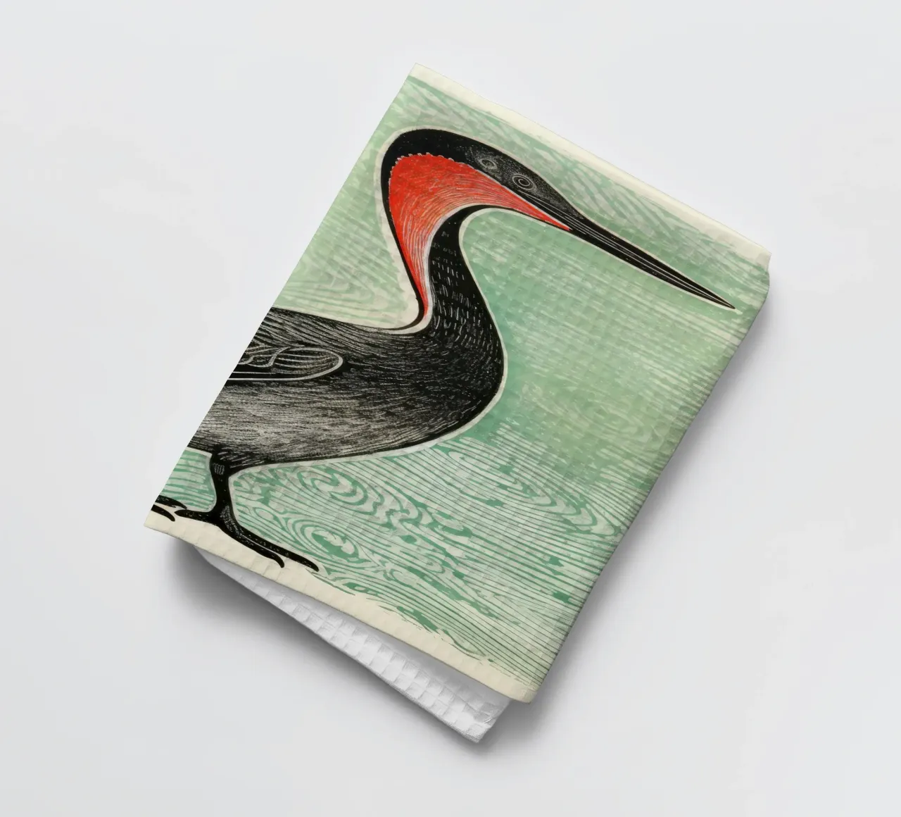 Cormorano verde 2 canovaccio da cucina da Minimal Animal Art