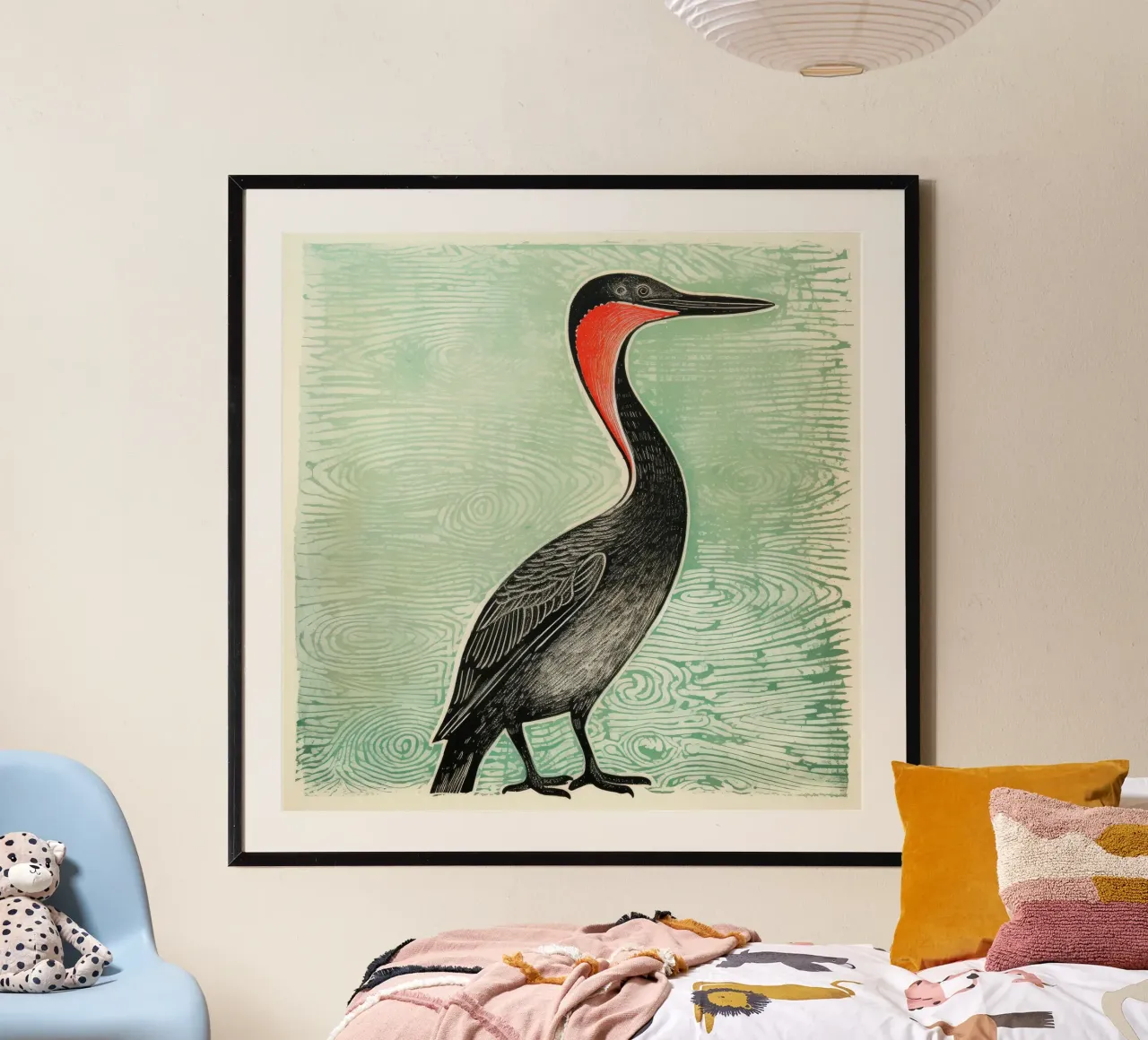 Groene aalscholver hahnemühle van Minimal Animal Art