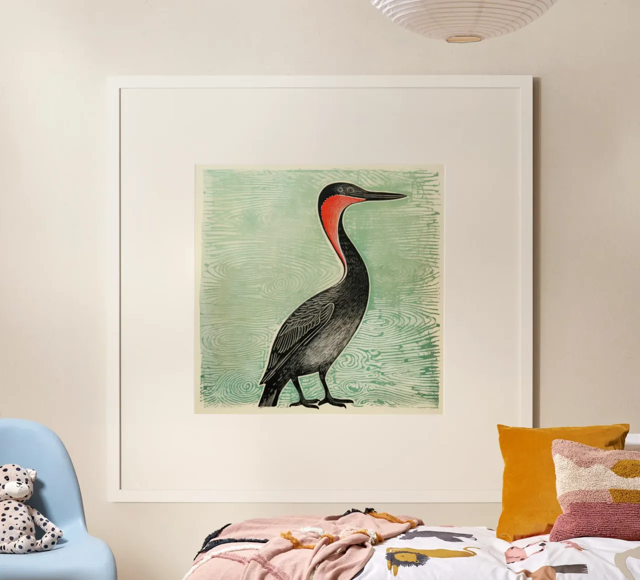 Groene aalscholver hahnemühle van Minimal Animal Art