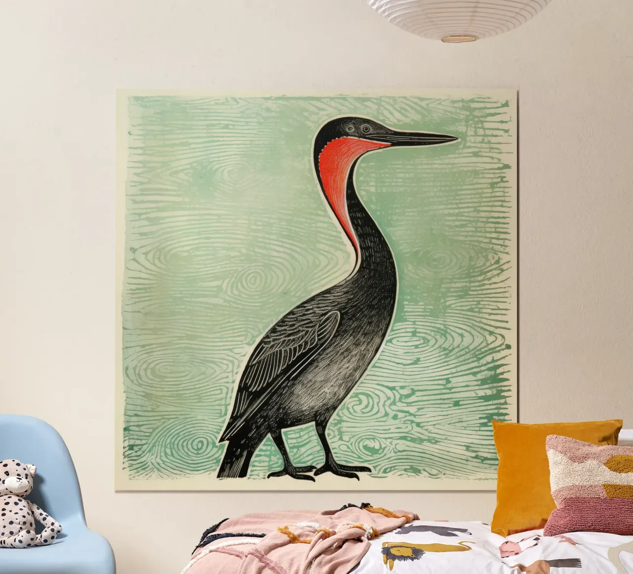 Cormorano verde 2 carta hahnemühle da Minimal Animal Art