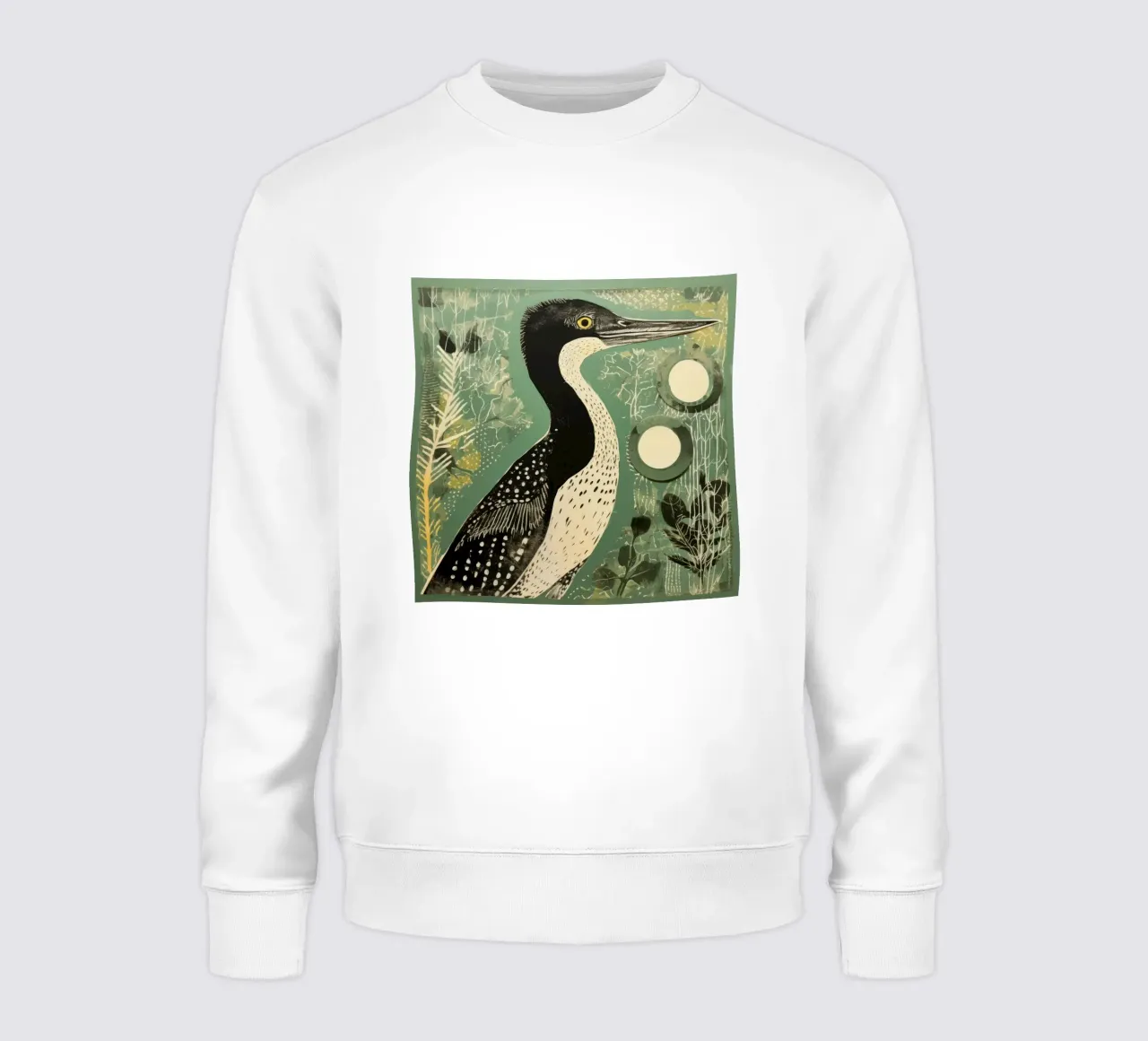Cormorano verde 3 felpa da Minimal Animal Art