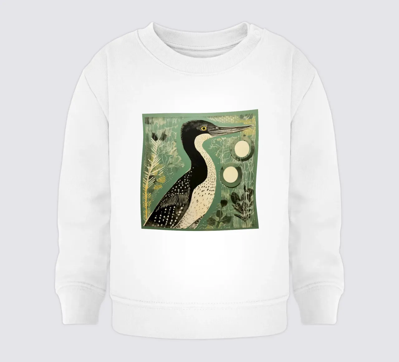 Cormorano verde 3 felpa neonato da Minimal Animal Art