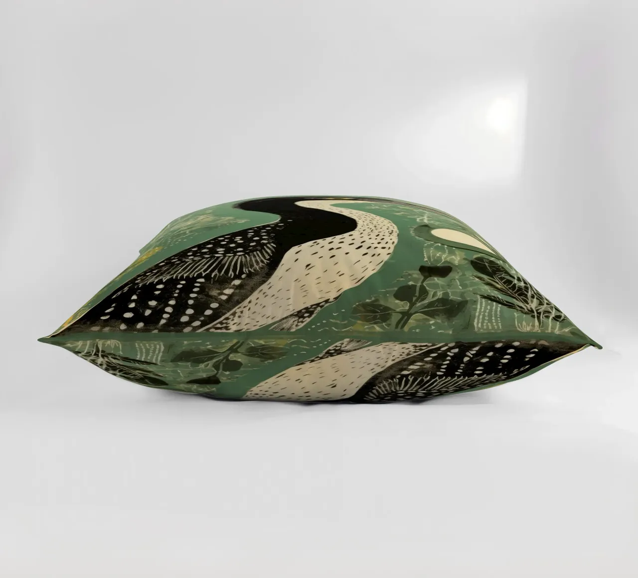 Cormorano verde cuscino da Minimal Animal Art