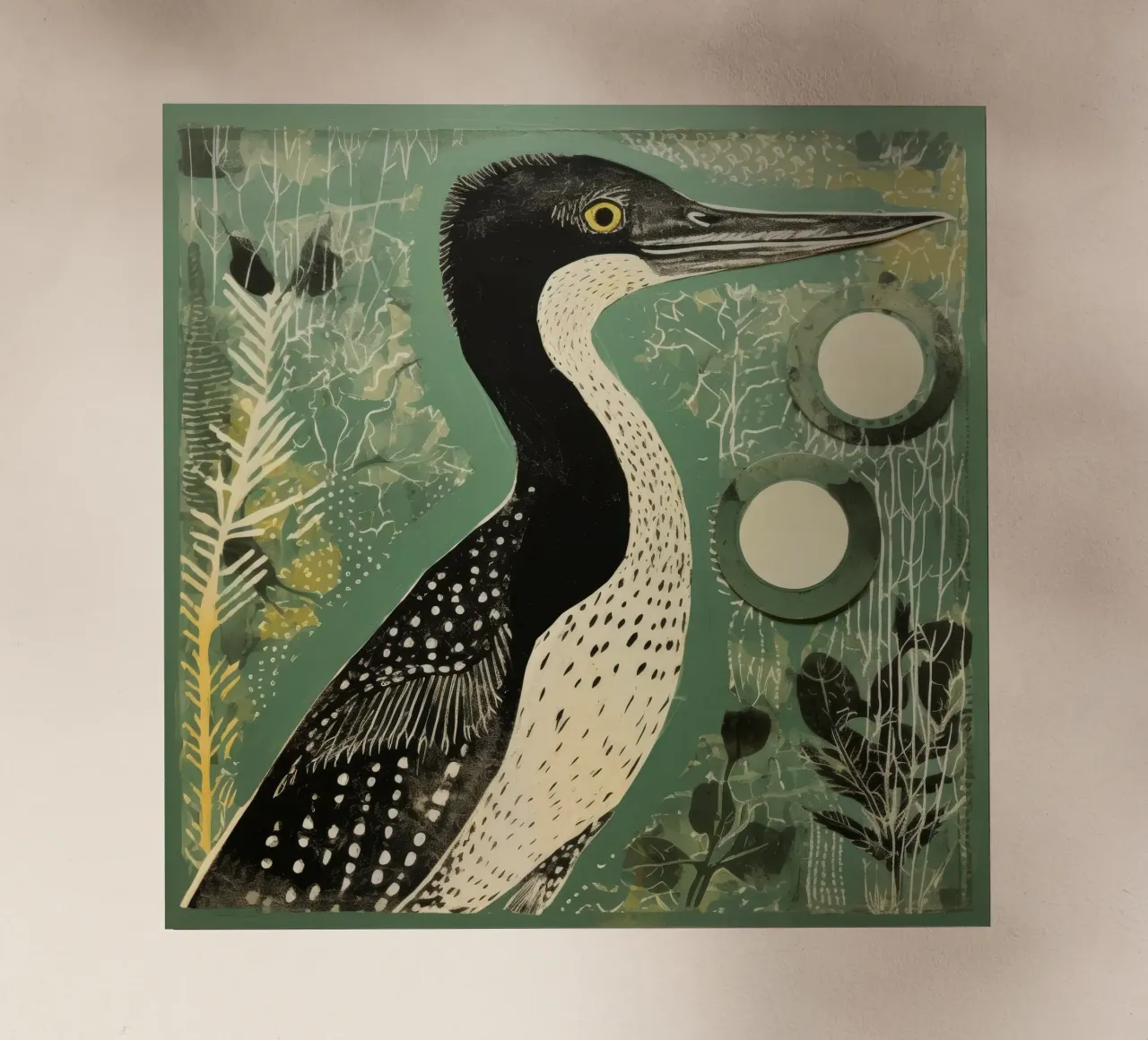 Cormorano verde pellicola backlit da Minimal Animal Art