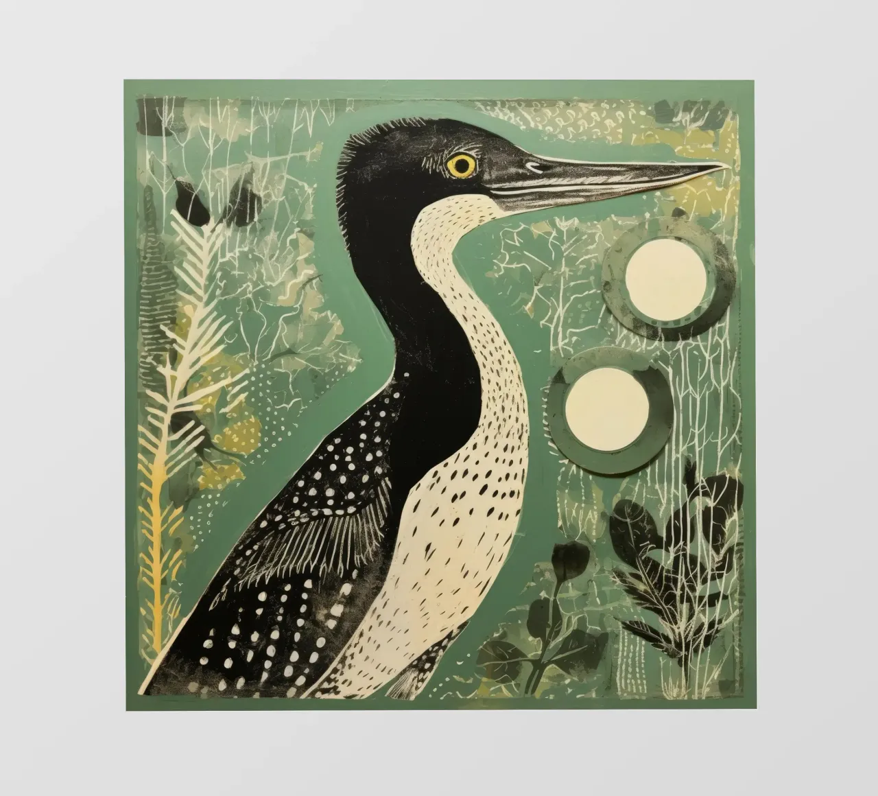 Cormorano verde telo in pvc da Minimal Animal Art