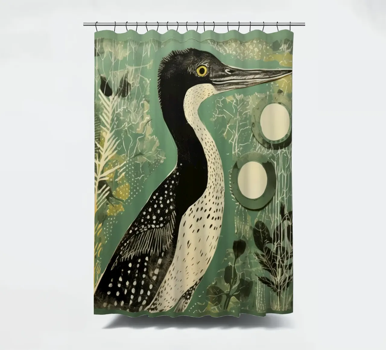 Groene aalscholver douchegordijn van Minimal Animal Art