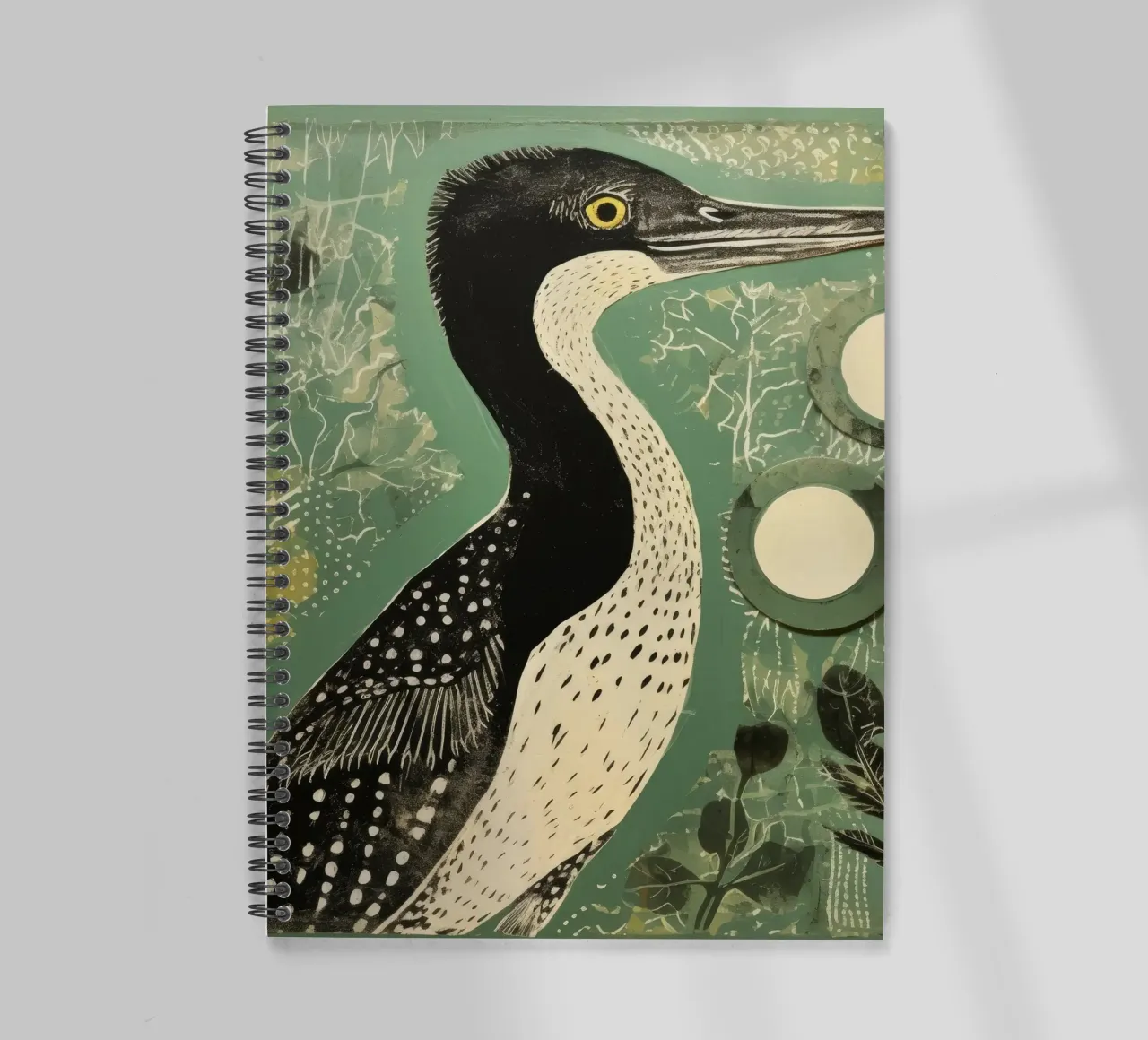 Green Cormorant 3 spiral notebook by Minimal Animal Art