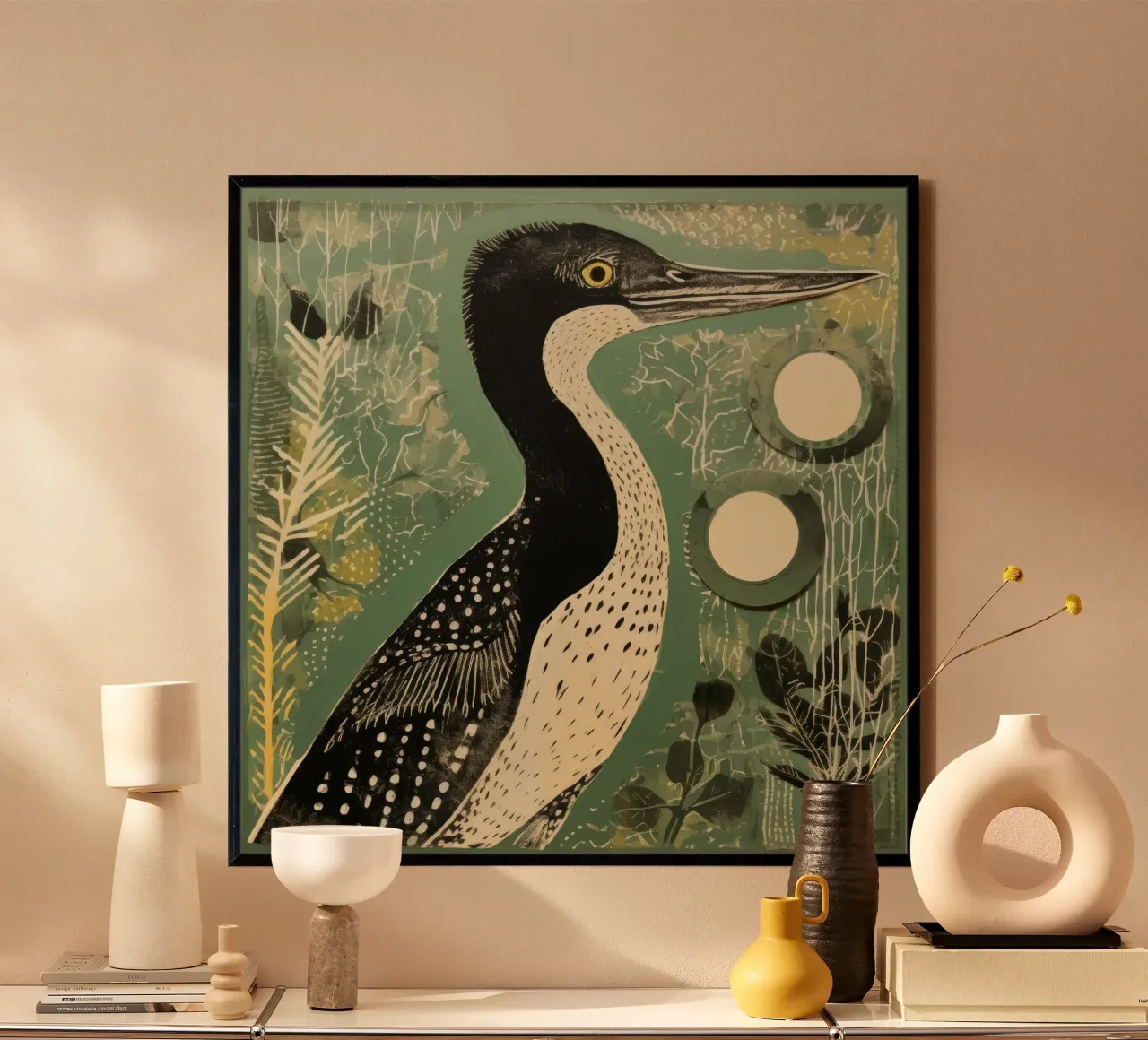 Groene aalscholver hahnemühle van Minimal Animal Art