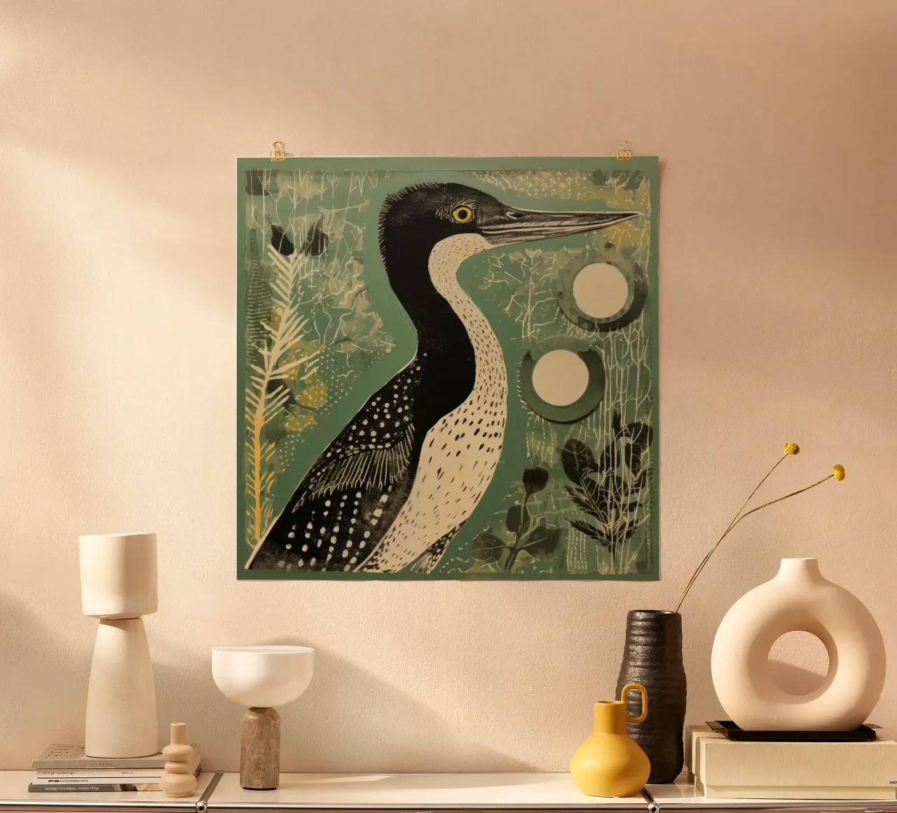 Cormorano verde 3 poster da Minimal Animal Art