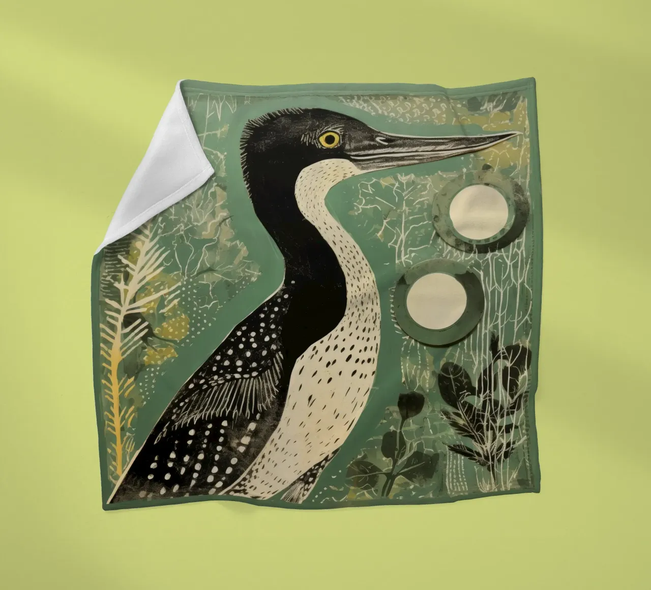 Cormorano verde 3 coperta in pile da Minimal Animal Art