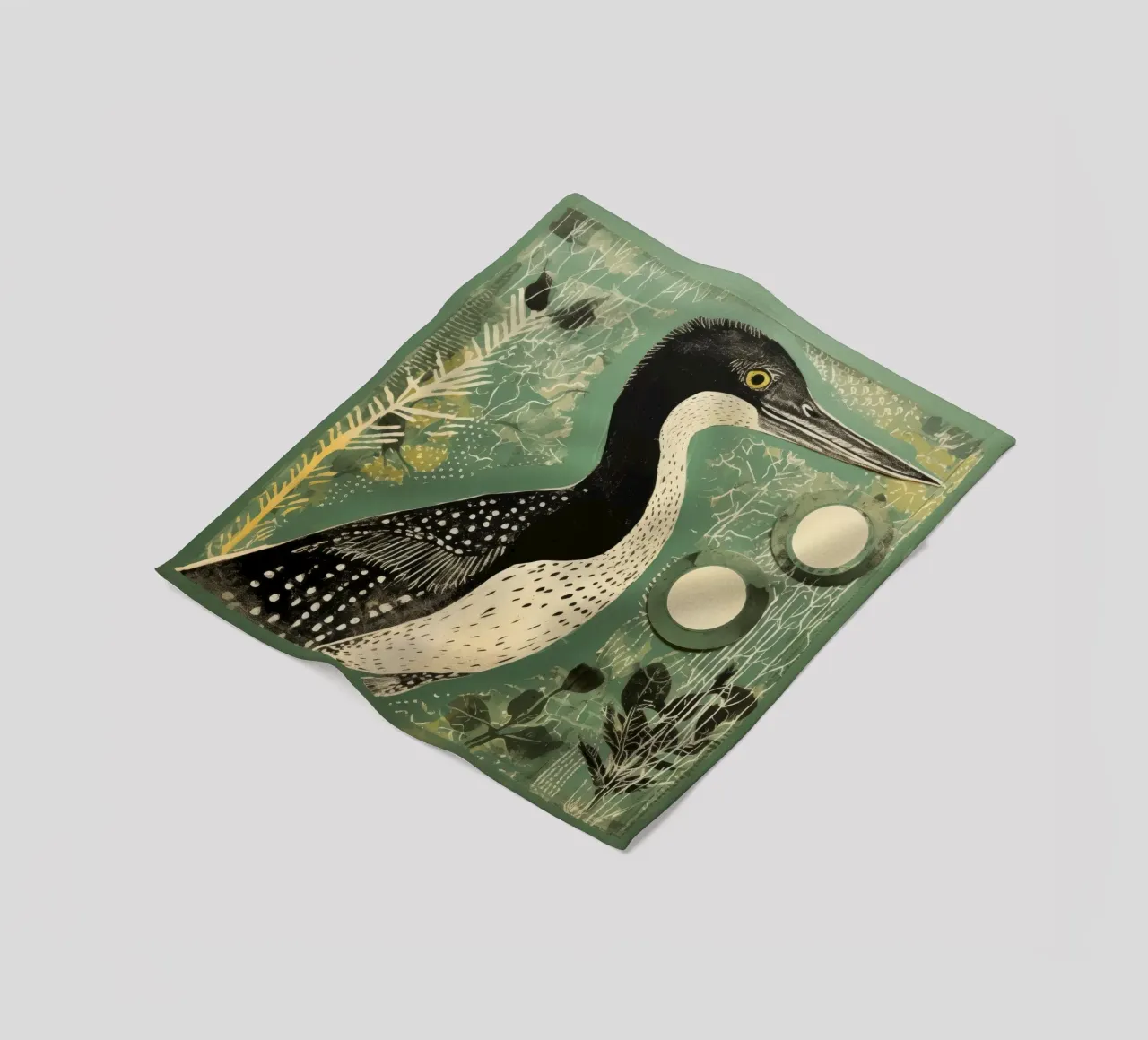 Cormorano verde 3 coperta in pile da Minimal Animal Art