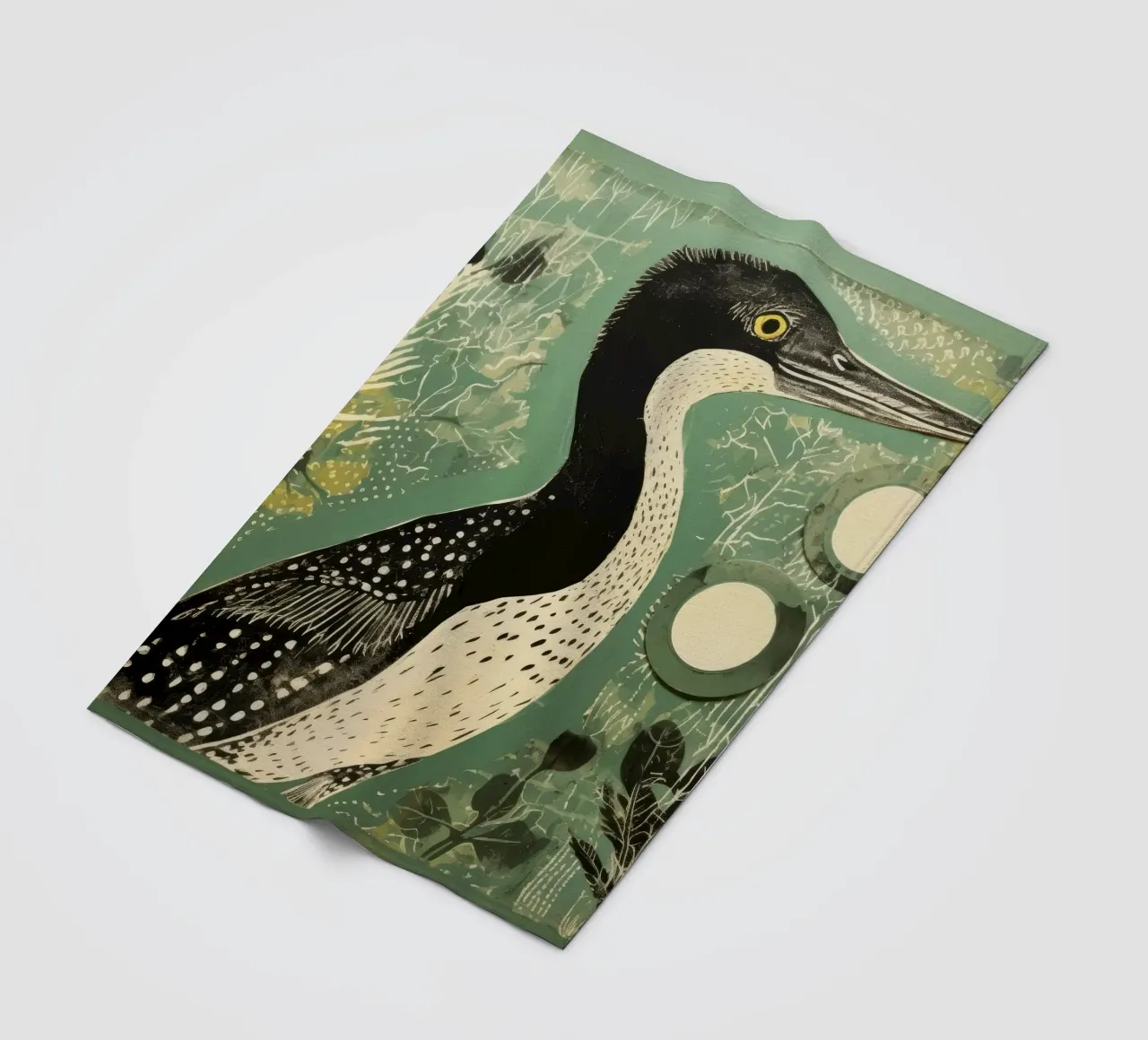Cormorano verde 3 coperta in pile da Minimal Animal Art