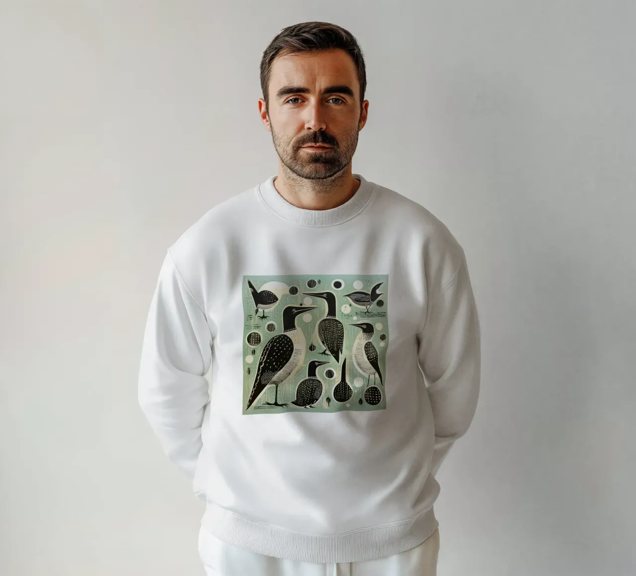 Cormorani verdi felpa da Minimal Animal Art