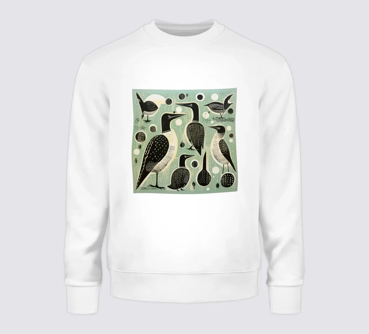 Cormorano verde 4 felpa da Minimal Animal Art