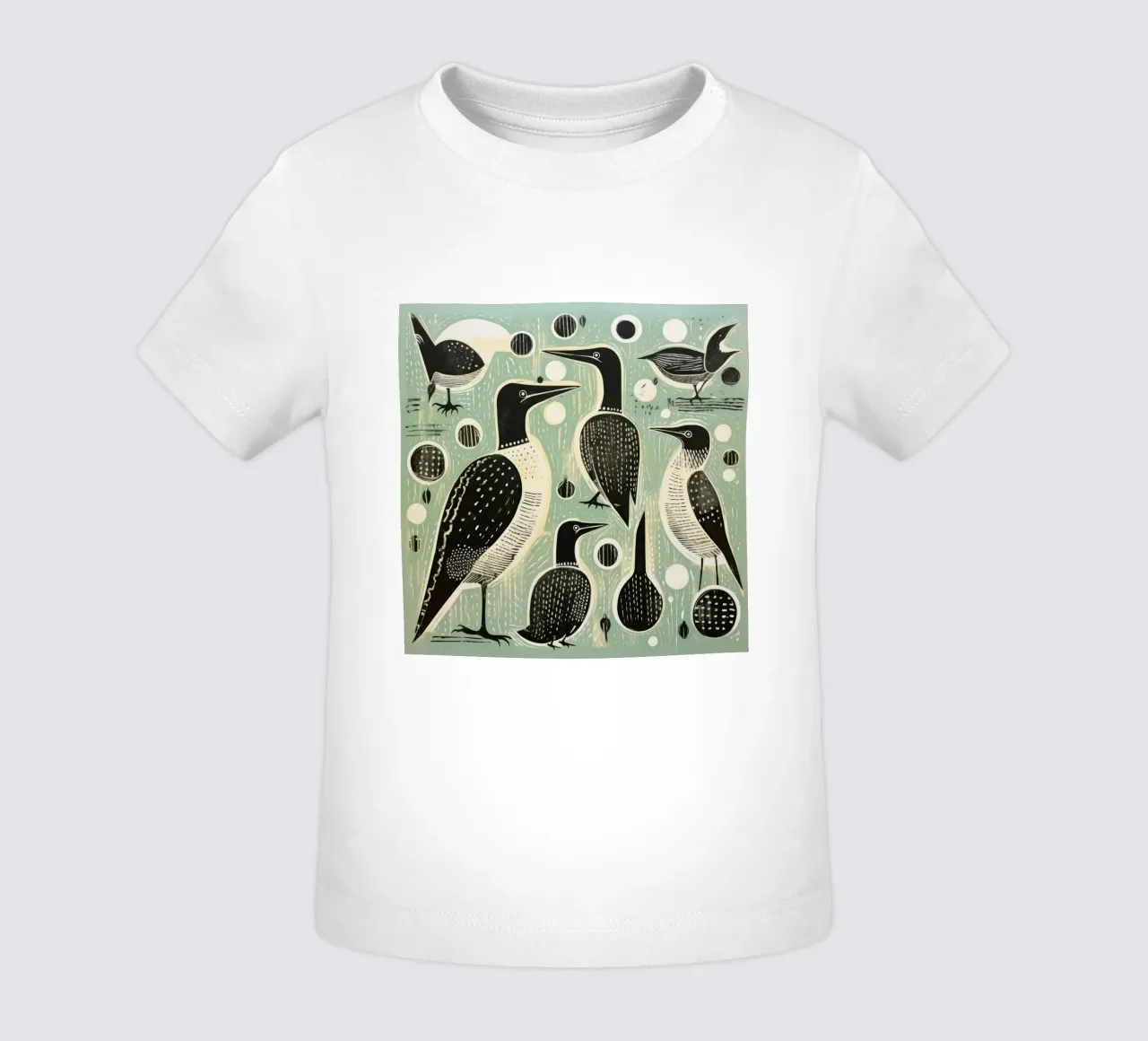 Cormorano verde 4 maglietta neonato da Minimal Animal Art