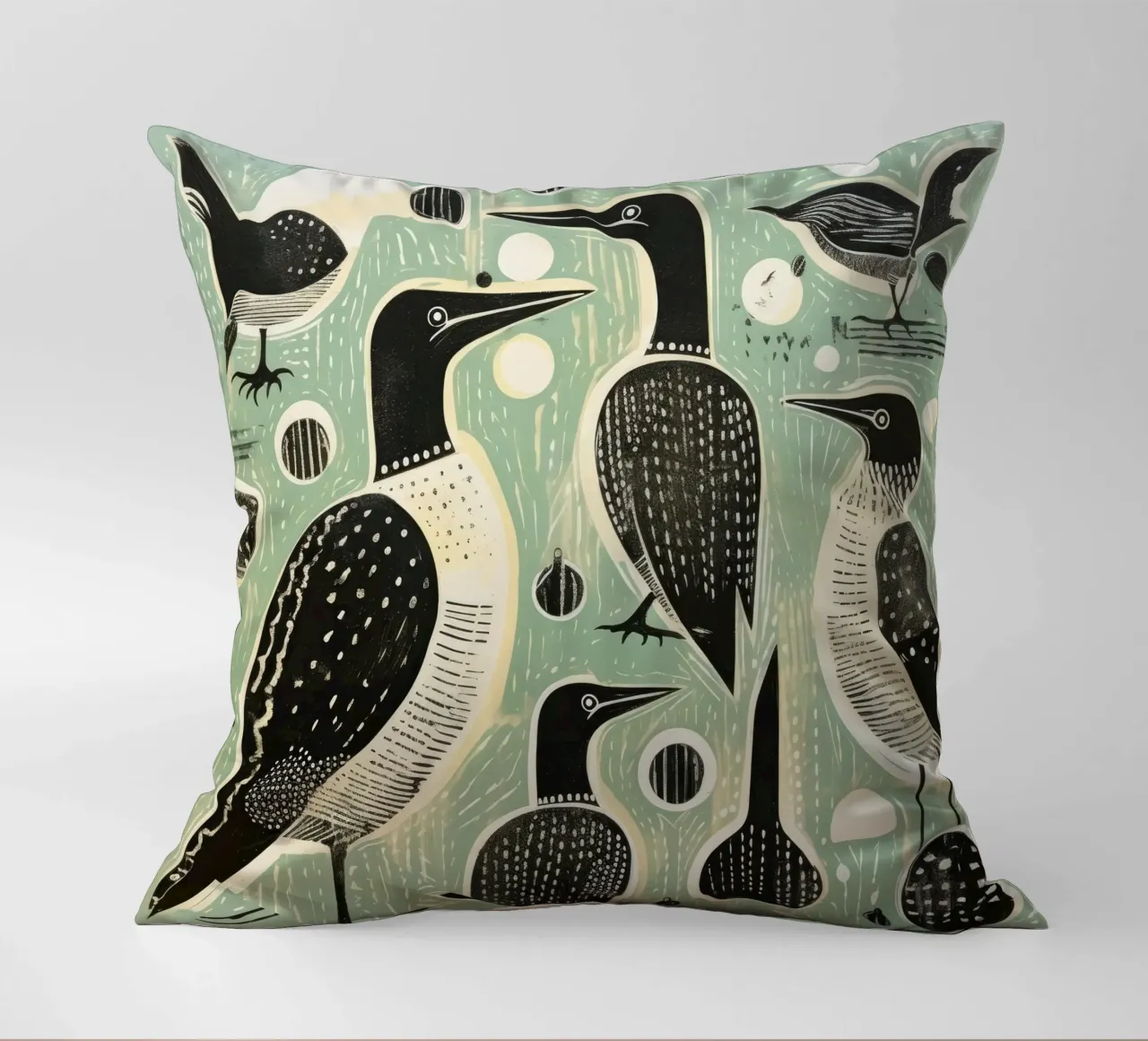 Cormorano verde 4 cuscino da Minimal Animal Art