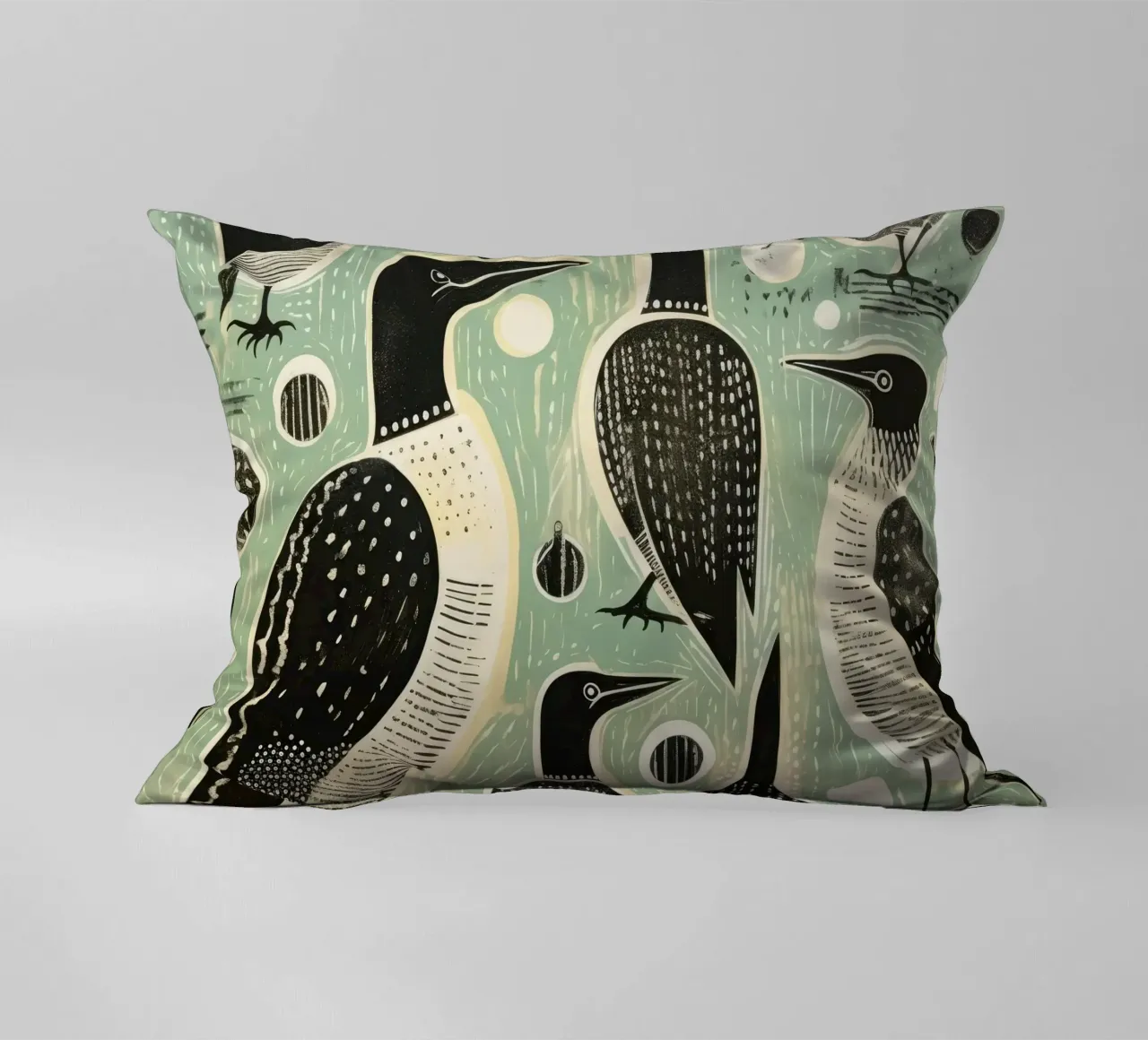 Cormorano verde 4 cuscino da Minimal Animal Art