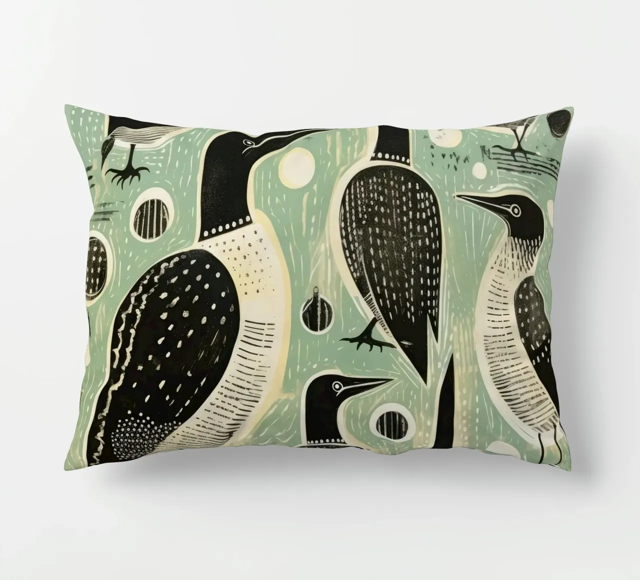 Cormorano verde 4 cuscino da Minimal Animal Art
